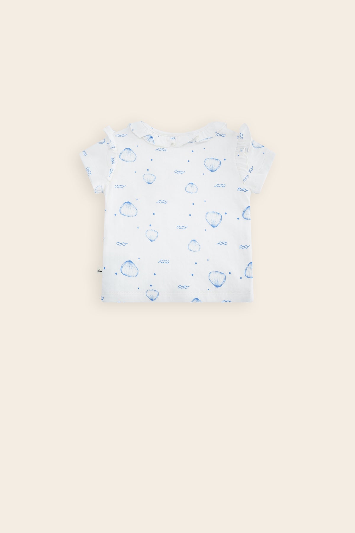 Kayak Tshirt met Ruffle Schelpen Print Blauw