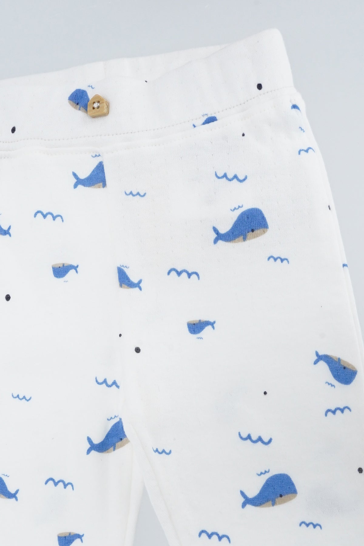 Sky Jersey Broek met Knoopje Walvisprint Blauw