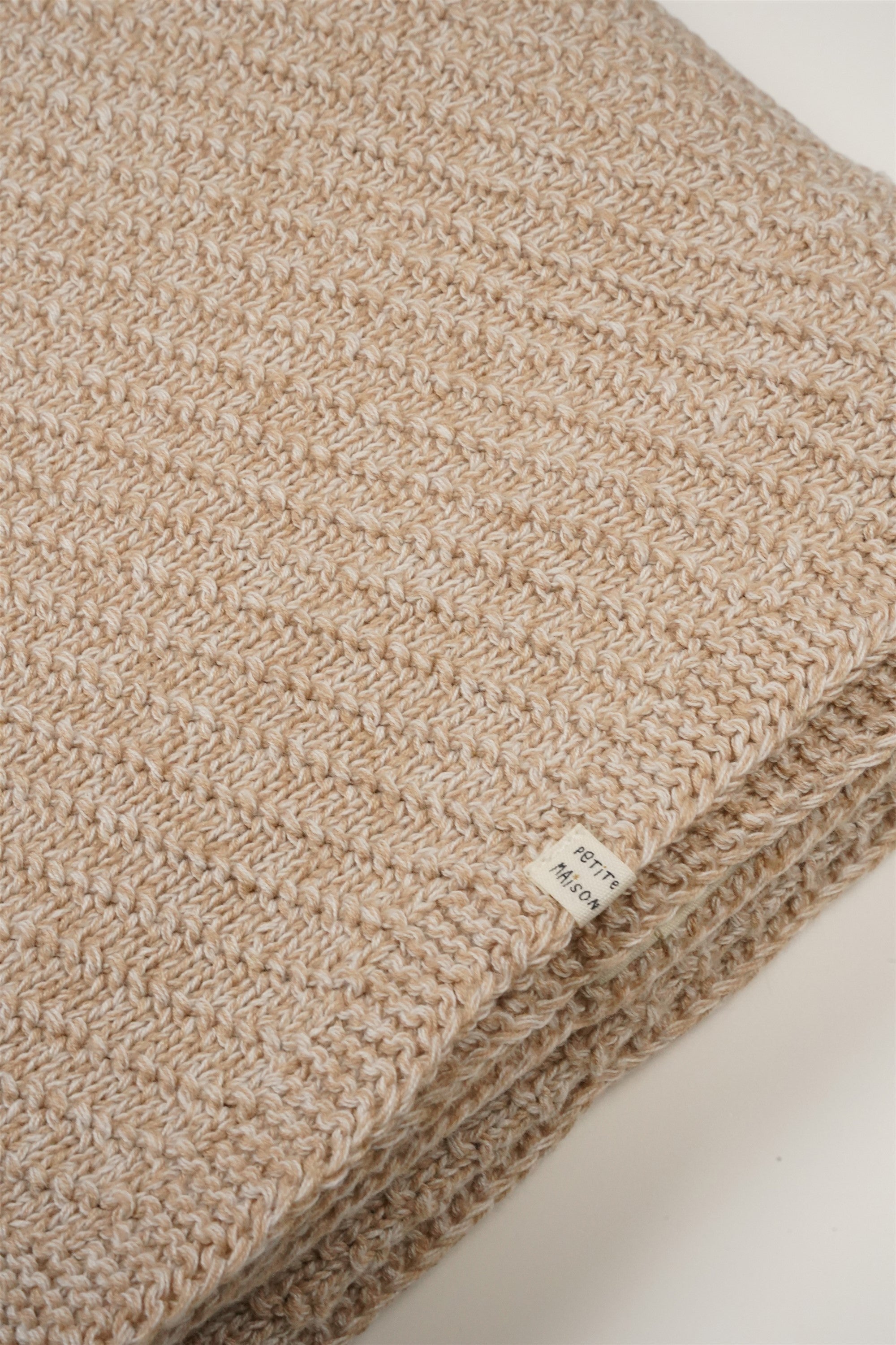 Baby Knitted Blanket 90cmx90cm Oatmeal