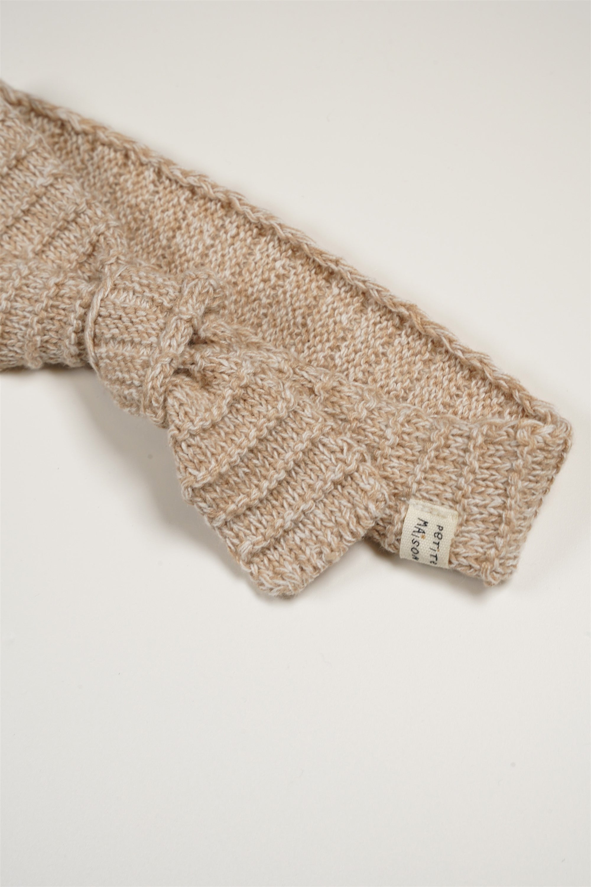 Baby Knitted Bow Headband Oatmeal