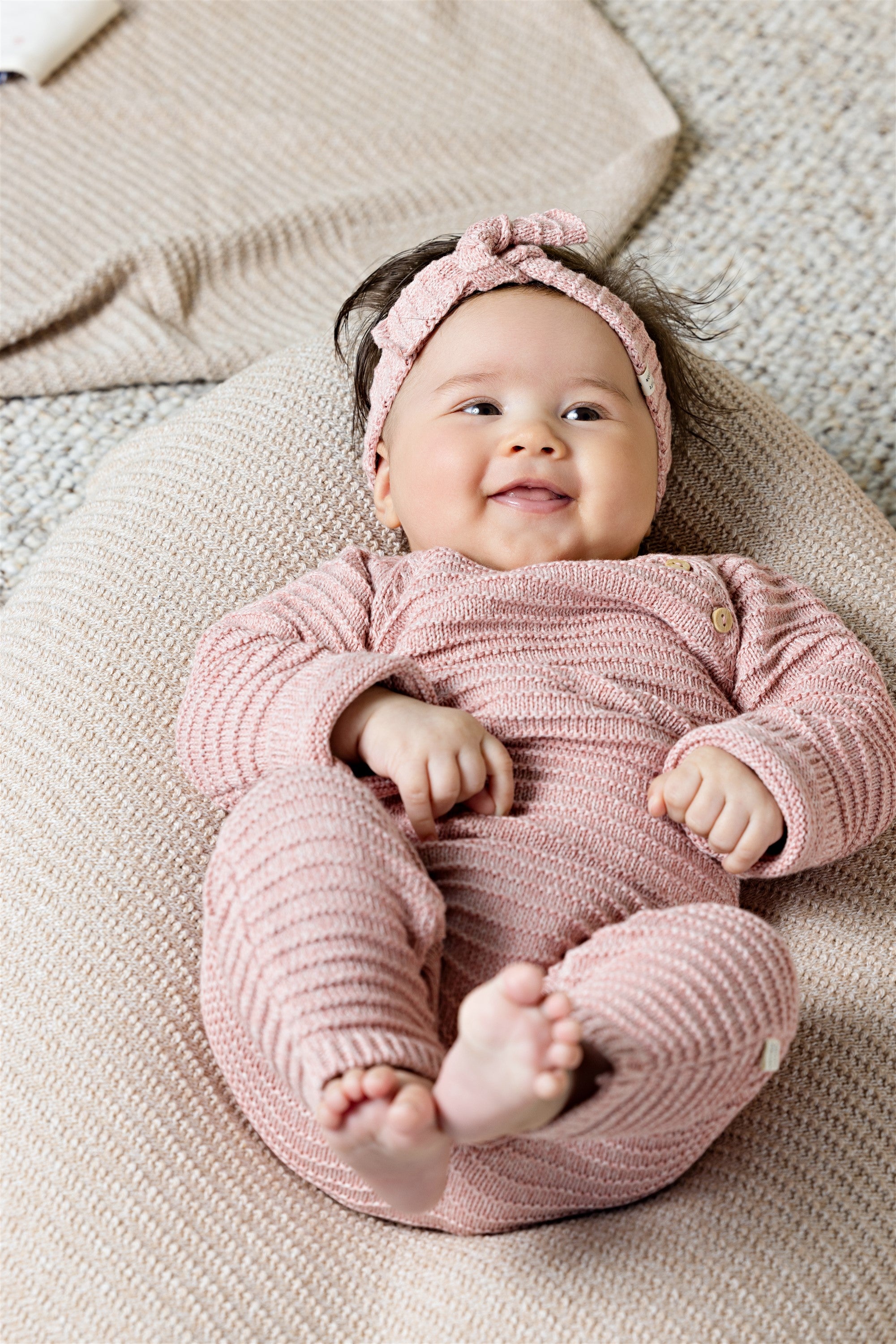 Baby Knitted Bow Headband Pink