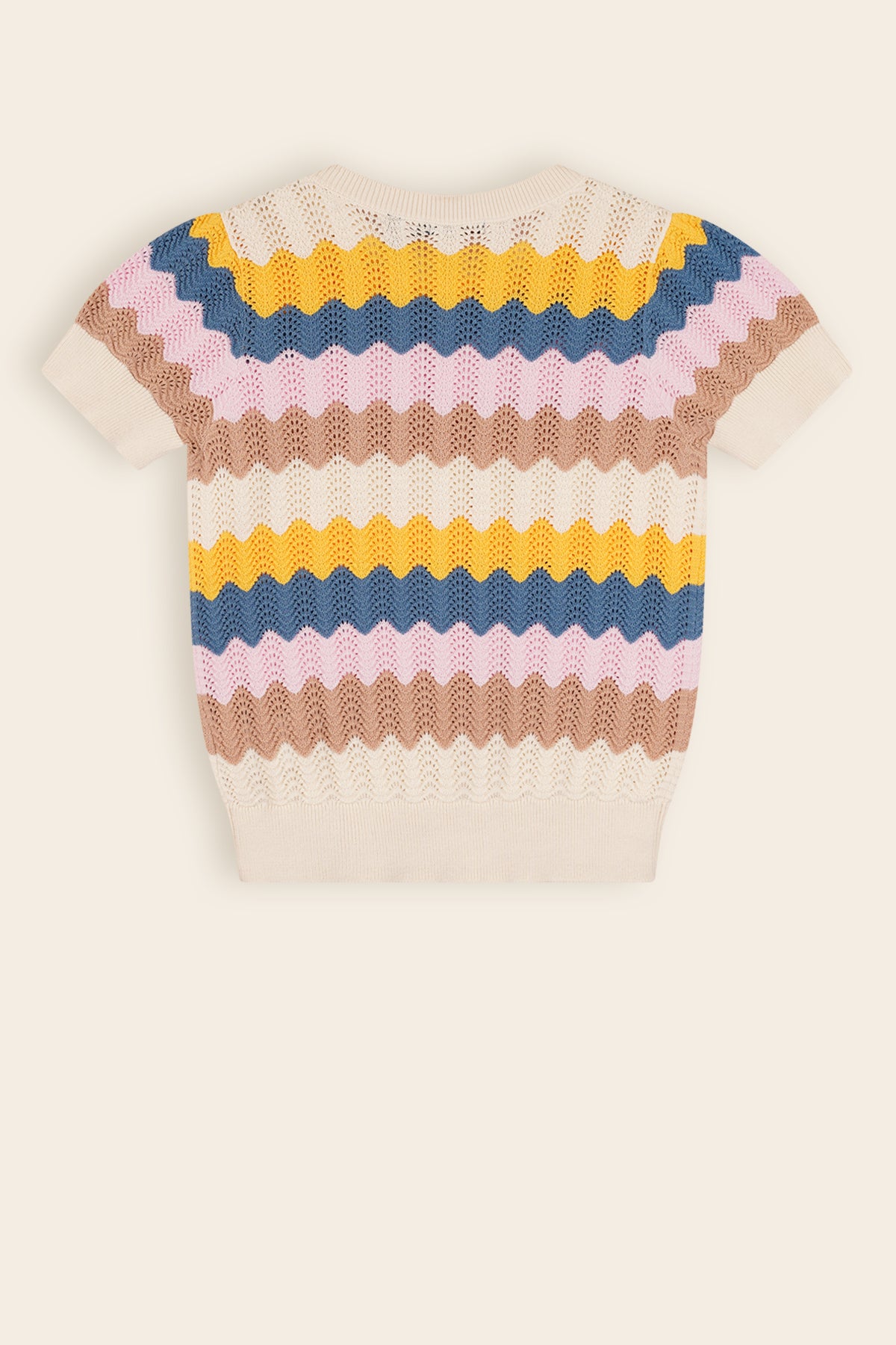 Kae Knitted Ajour Top Multicolor Pearled Ivory