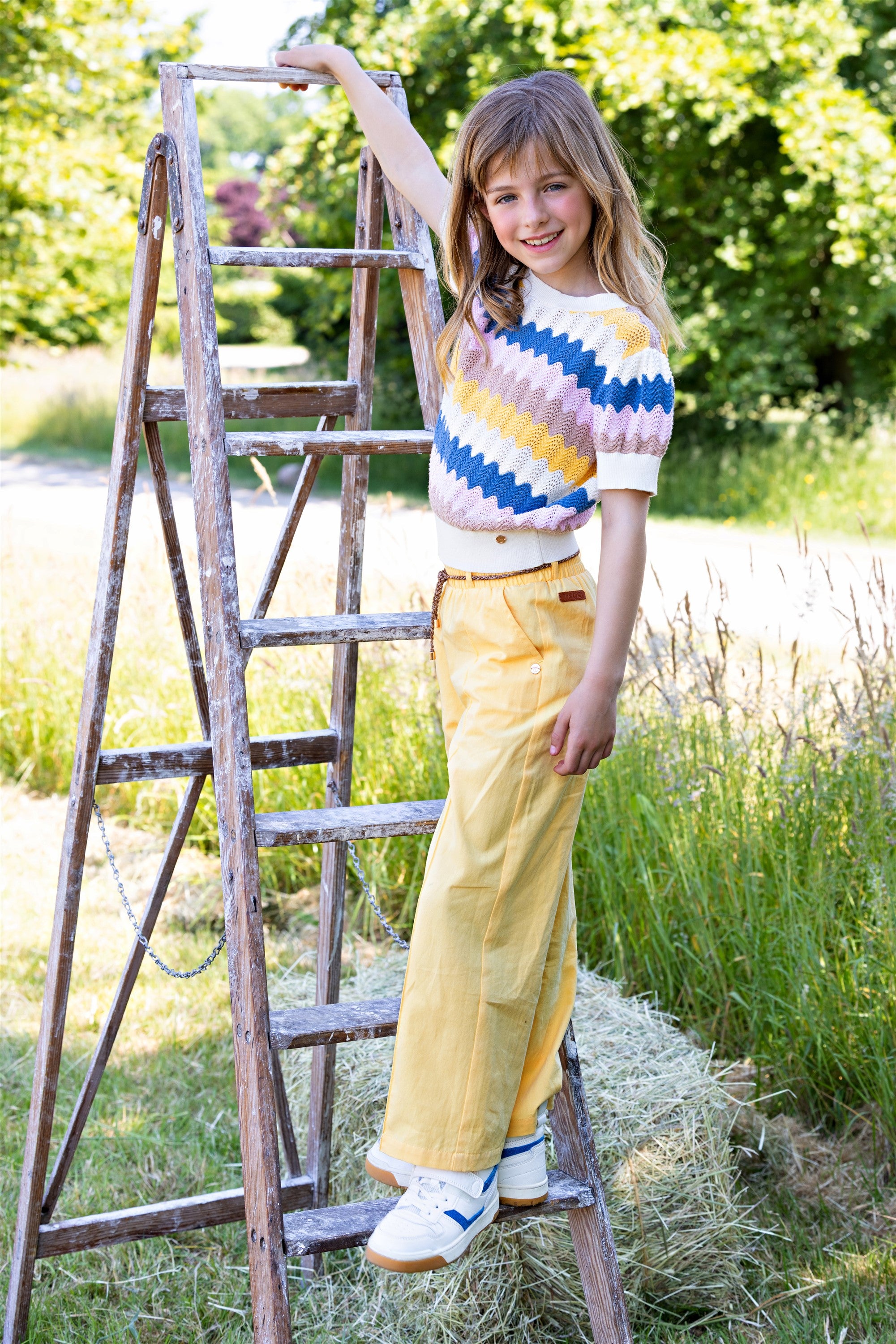 Kae Knitted Ajour Top Multicolor Pearled Ivory