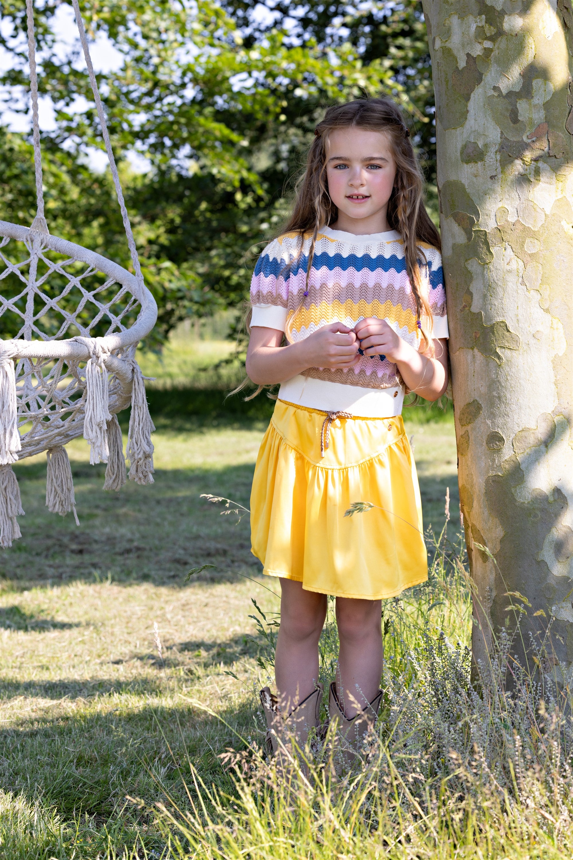 Kae Knitted Ajour Top Multicolor Pearled Ivory