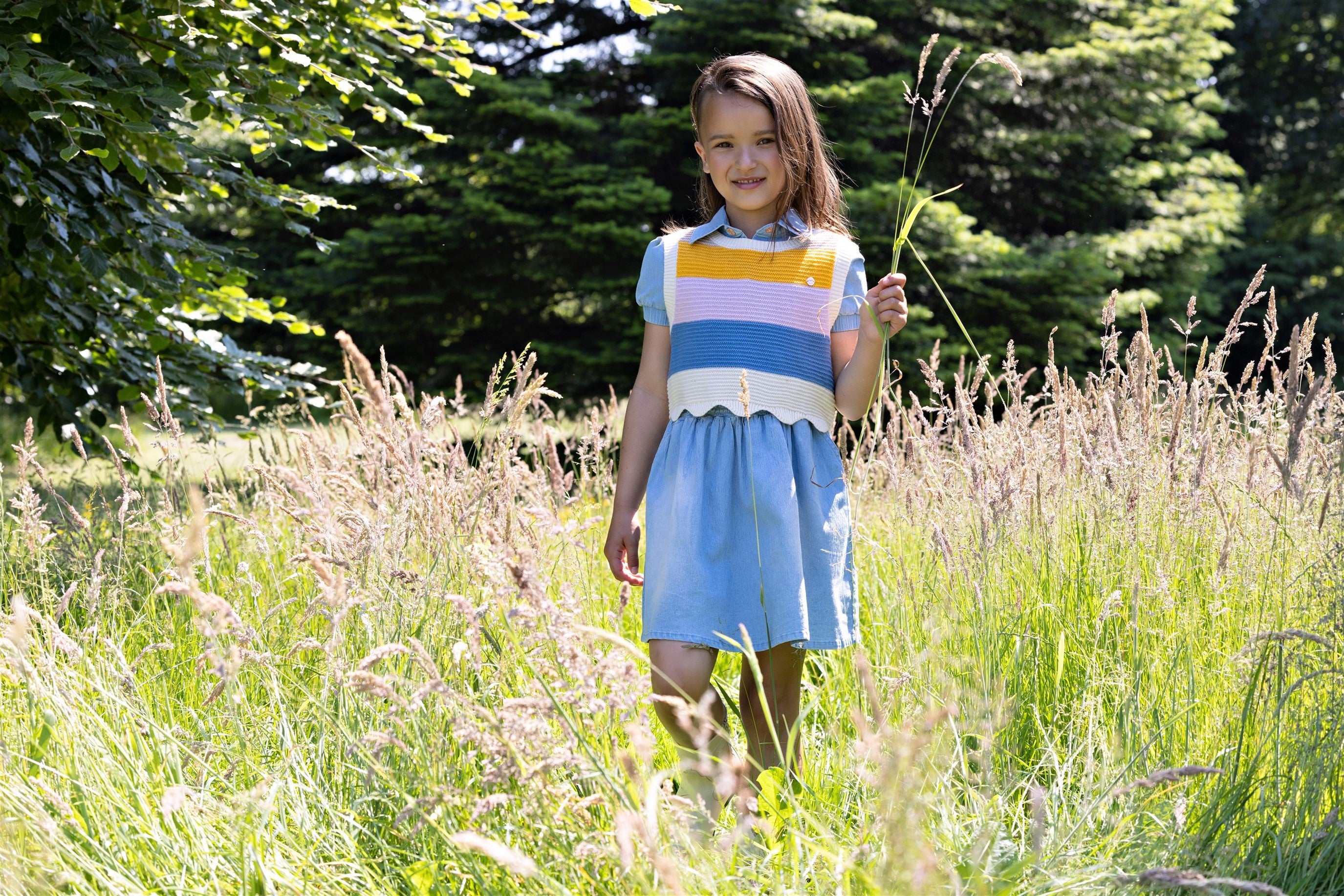 Kosmic Ajour Knitted Crop Top Multicolor Pearled Ivory