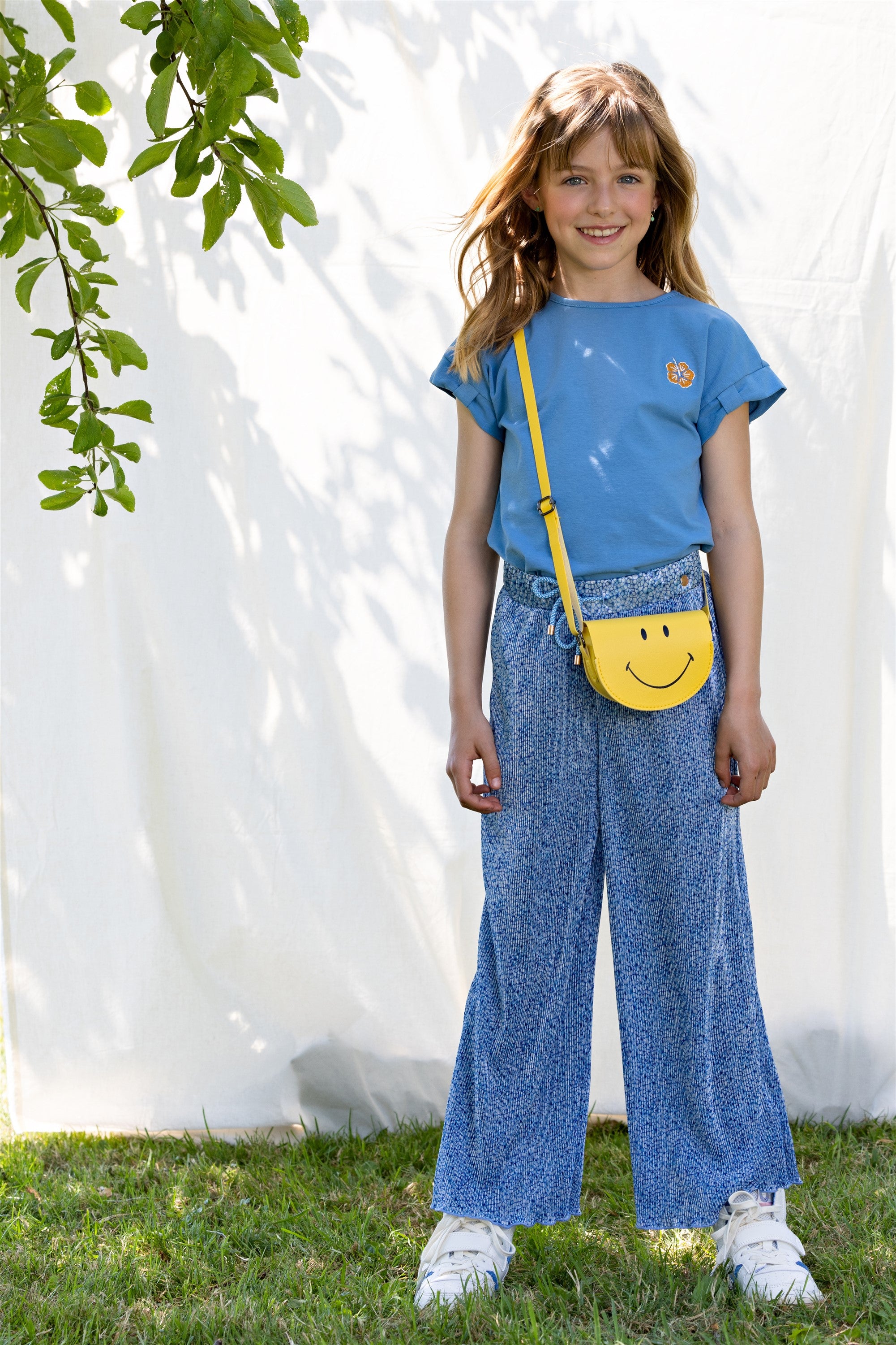 Sun Pleated Floral Culotte Blue