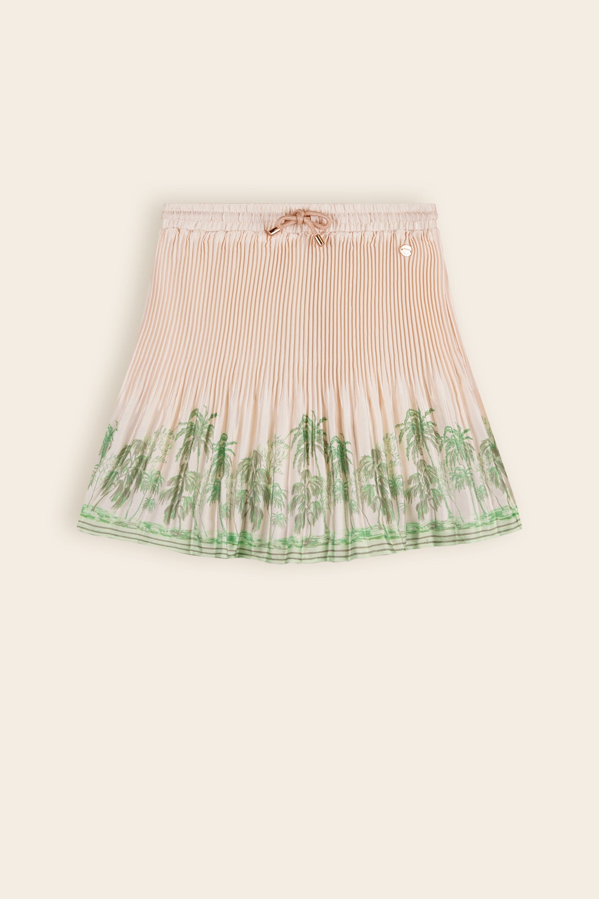 Nulan Pleated Skirt with border print Ivory