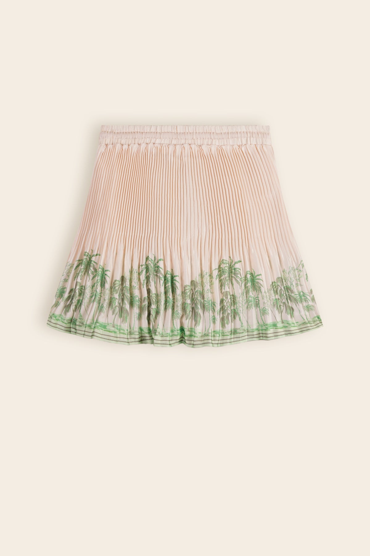 Nulan Pleated Skirt with border print Ivory
