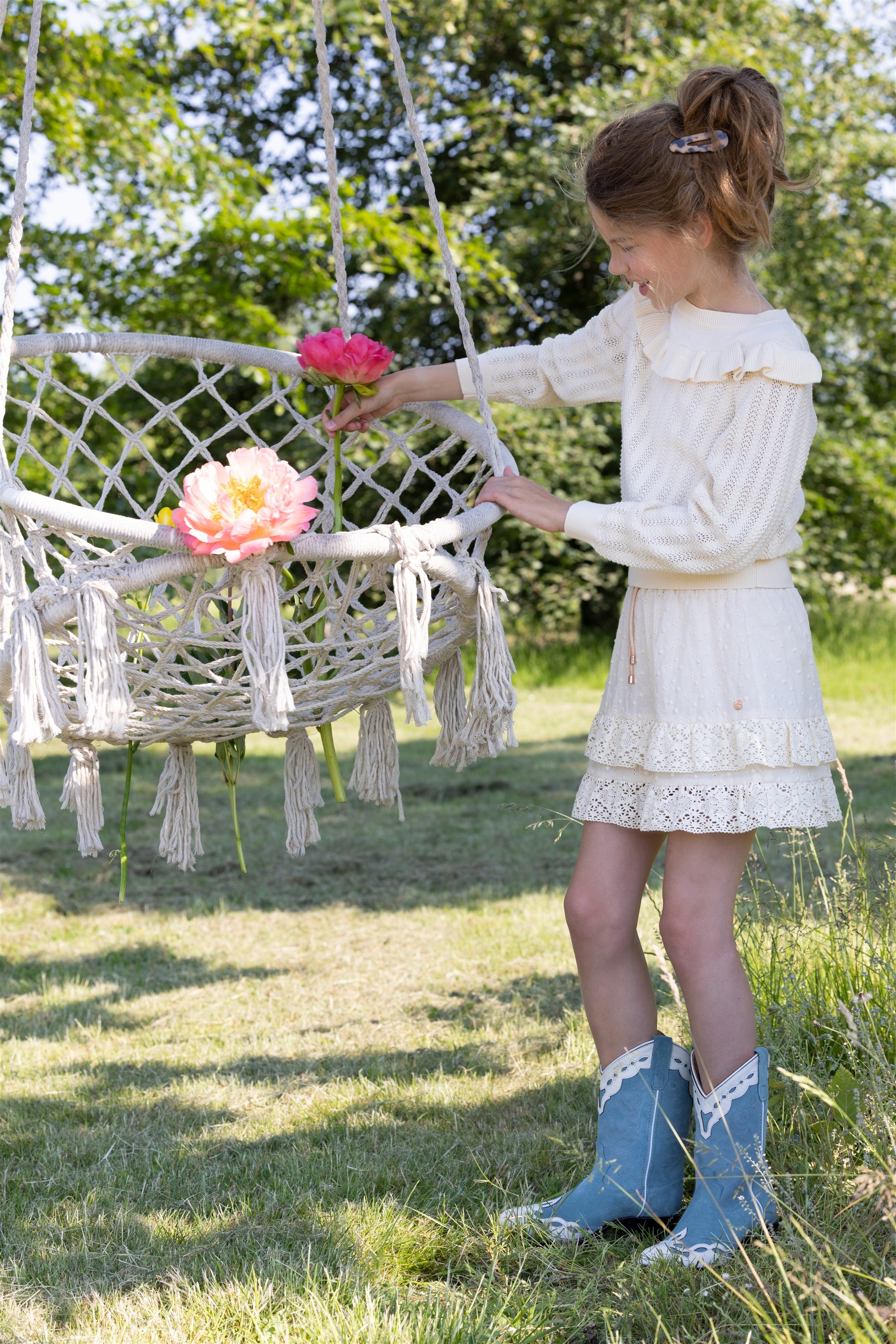 Niu Embroidery Anglaise Skirt Ivory