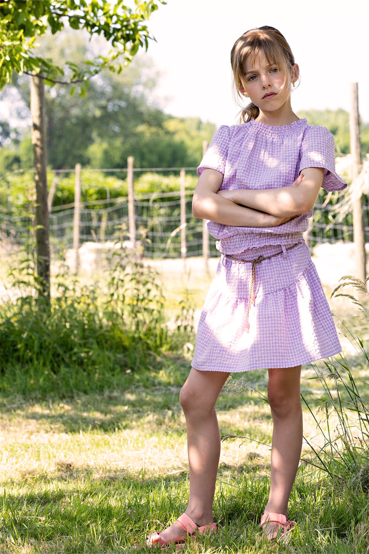 Tyra Pepita Check Blouse Lilac
