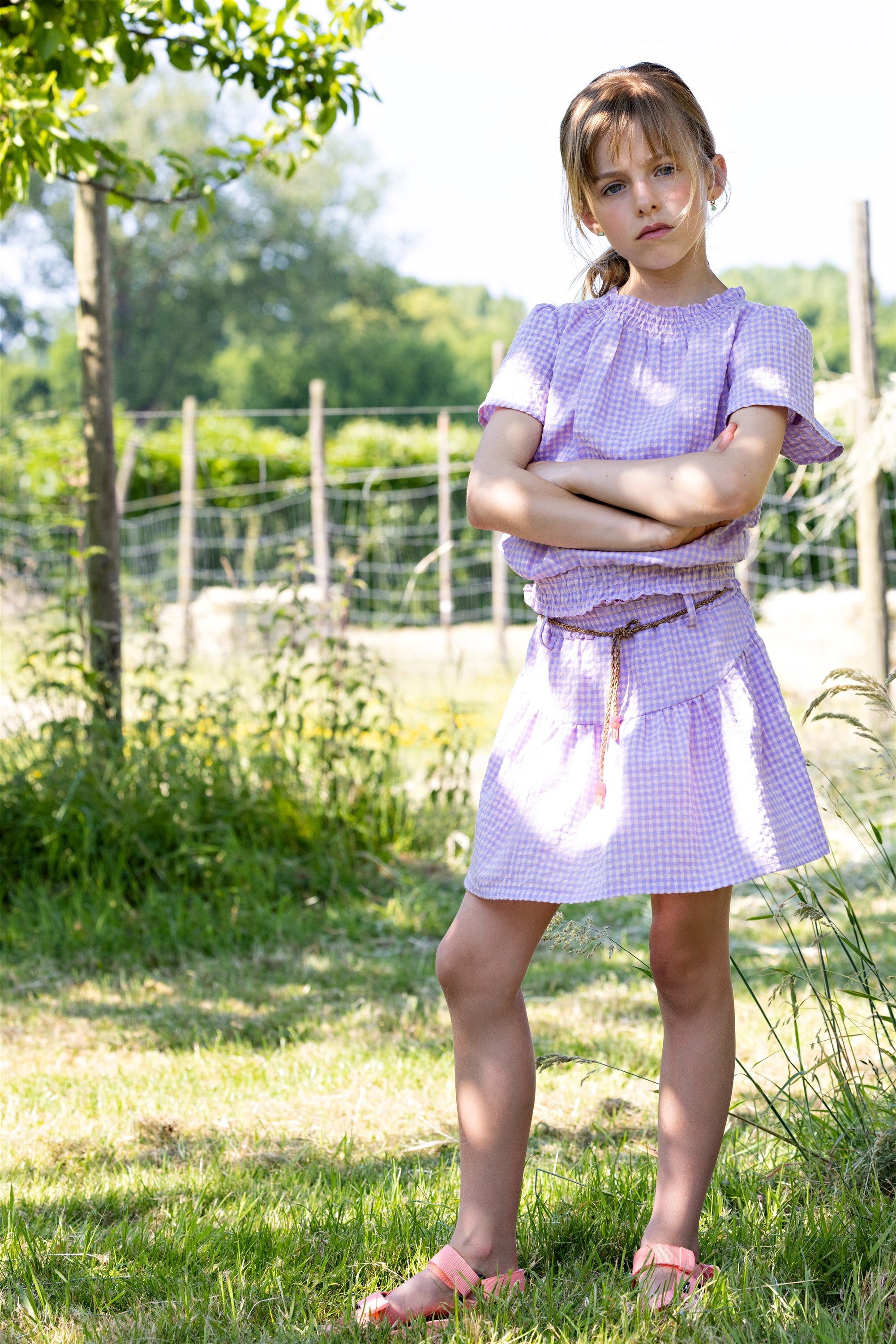 Nadia Pepita Check Skirt Lila