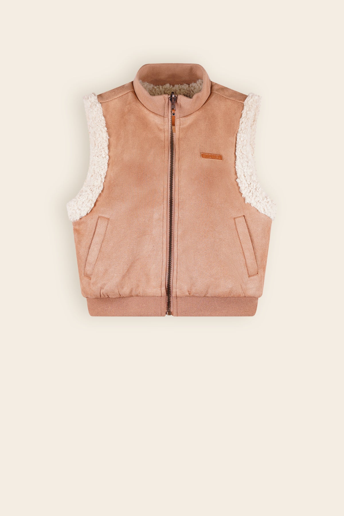 Kenna Reversible Gilet with Soft Fur & Suede Taupe