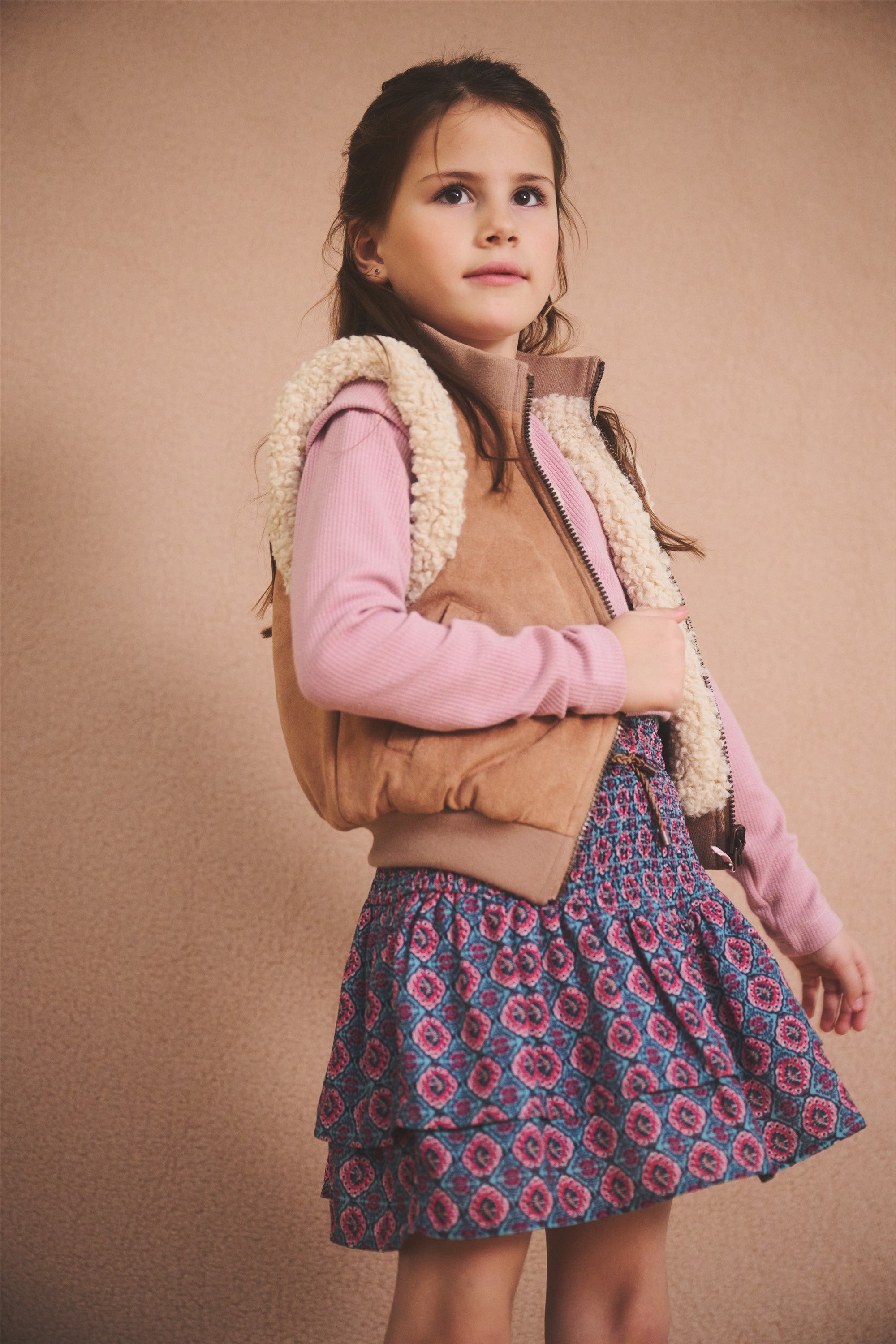 Kenna Reversible Gilet with Soft Fur & Suede Taupe