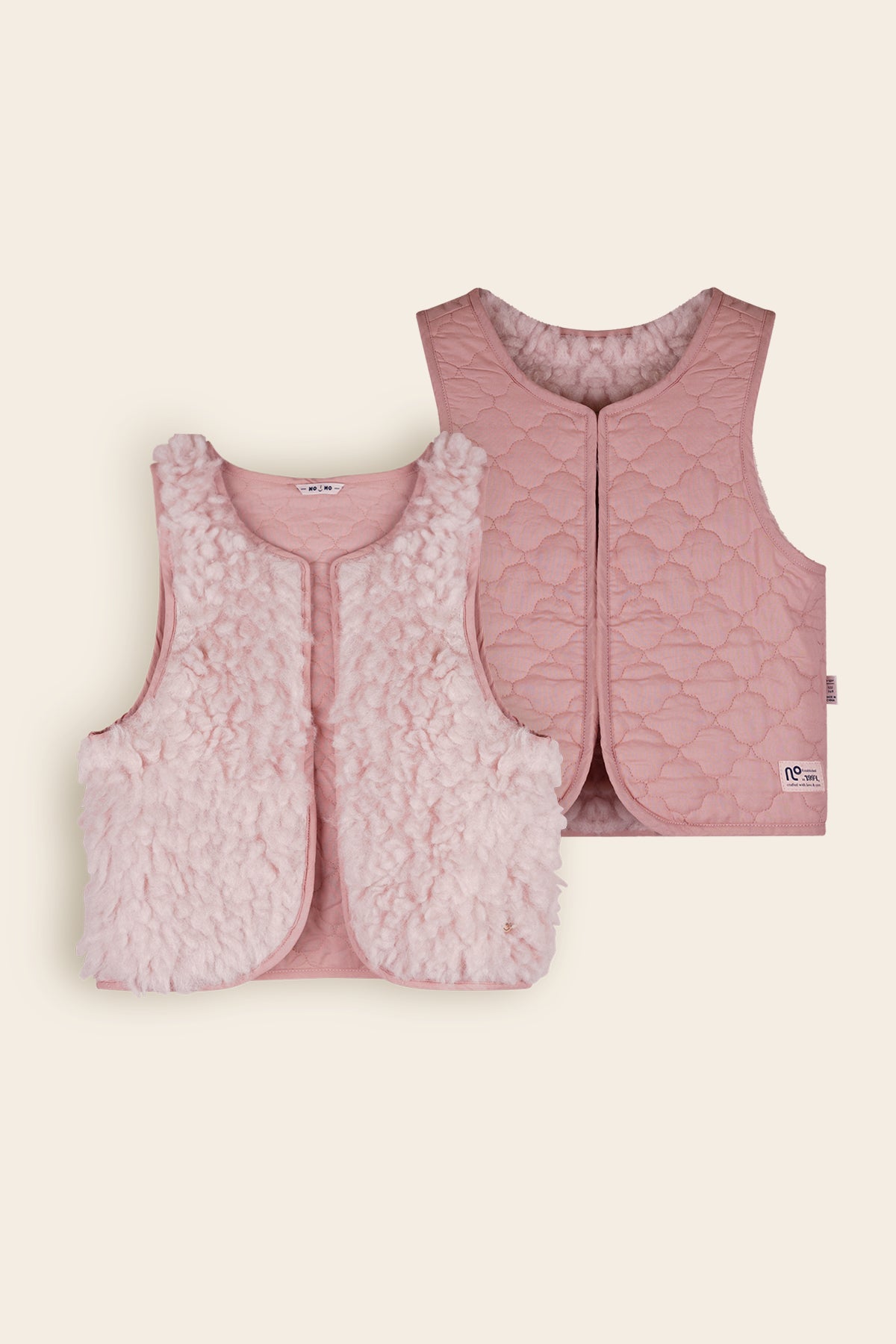 Katya Fluffy Reversible Gilet Old Pink