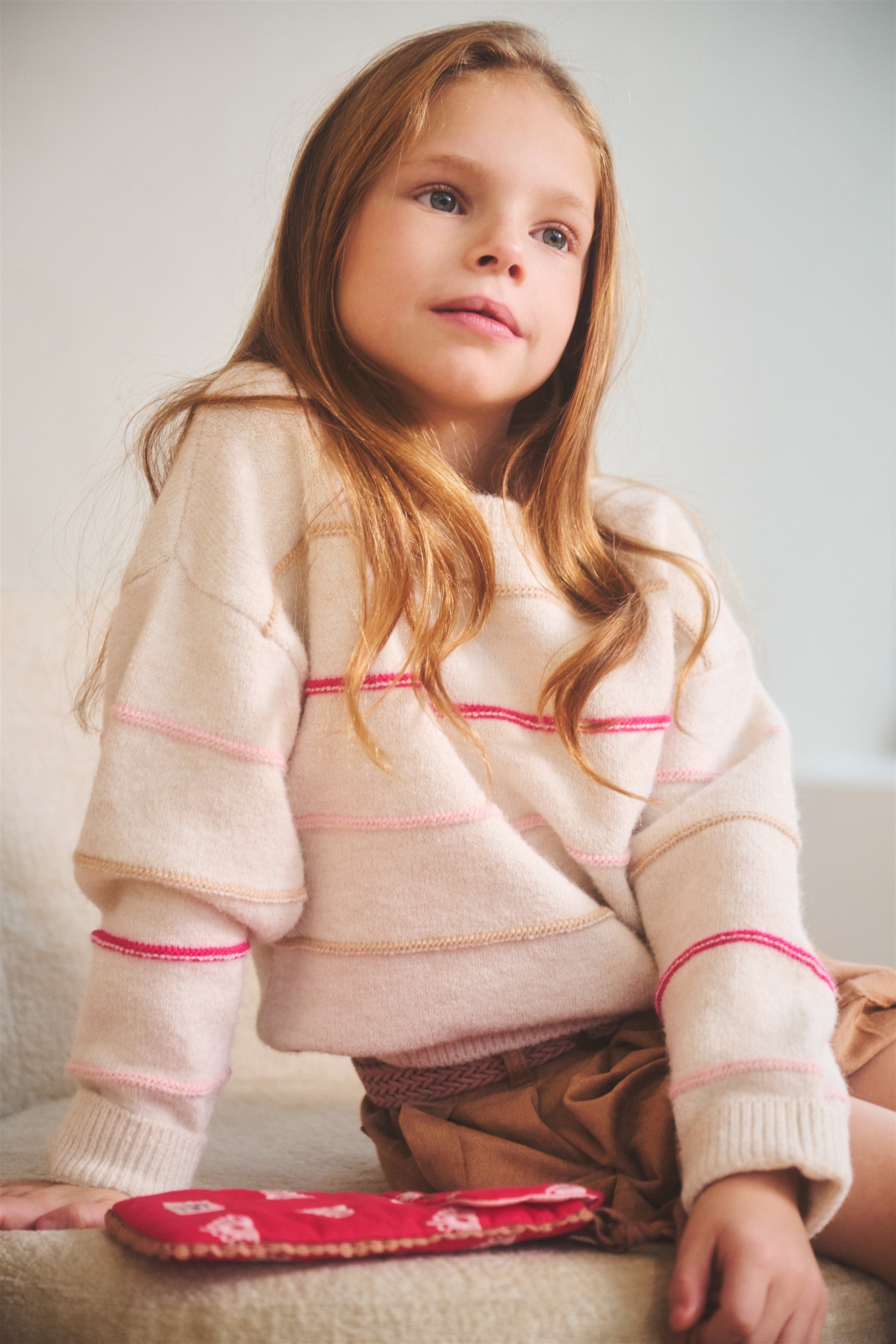 Kendra Soft Knitted Stripe Sweater Ivory