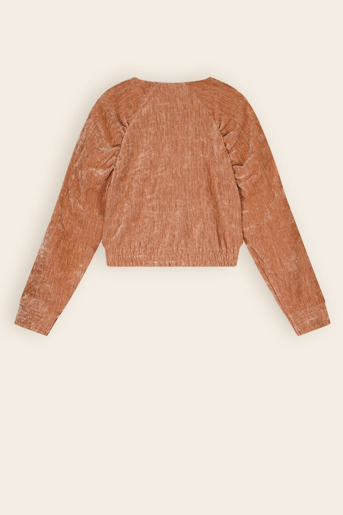 Doret Cropped Velvet Stretch Cardigan Taupe