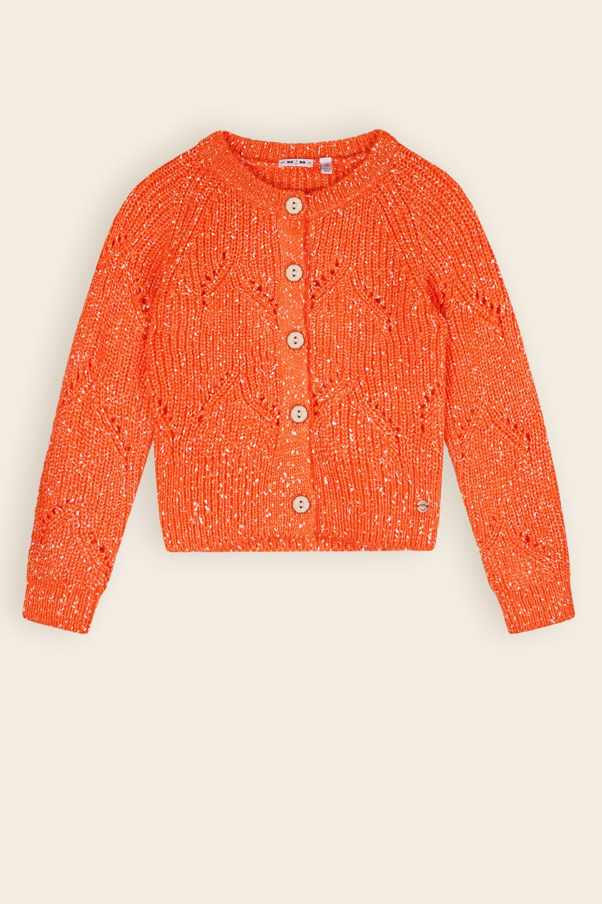 Aloha Knitted Cardigan of Red Speckled Yarn
