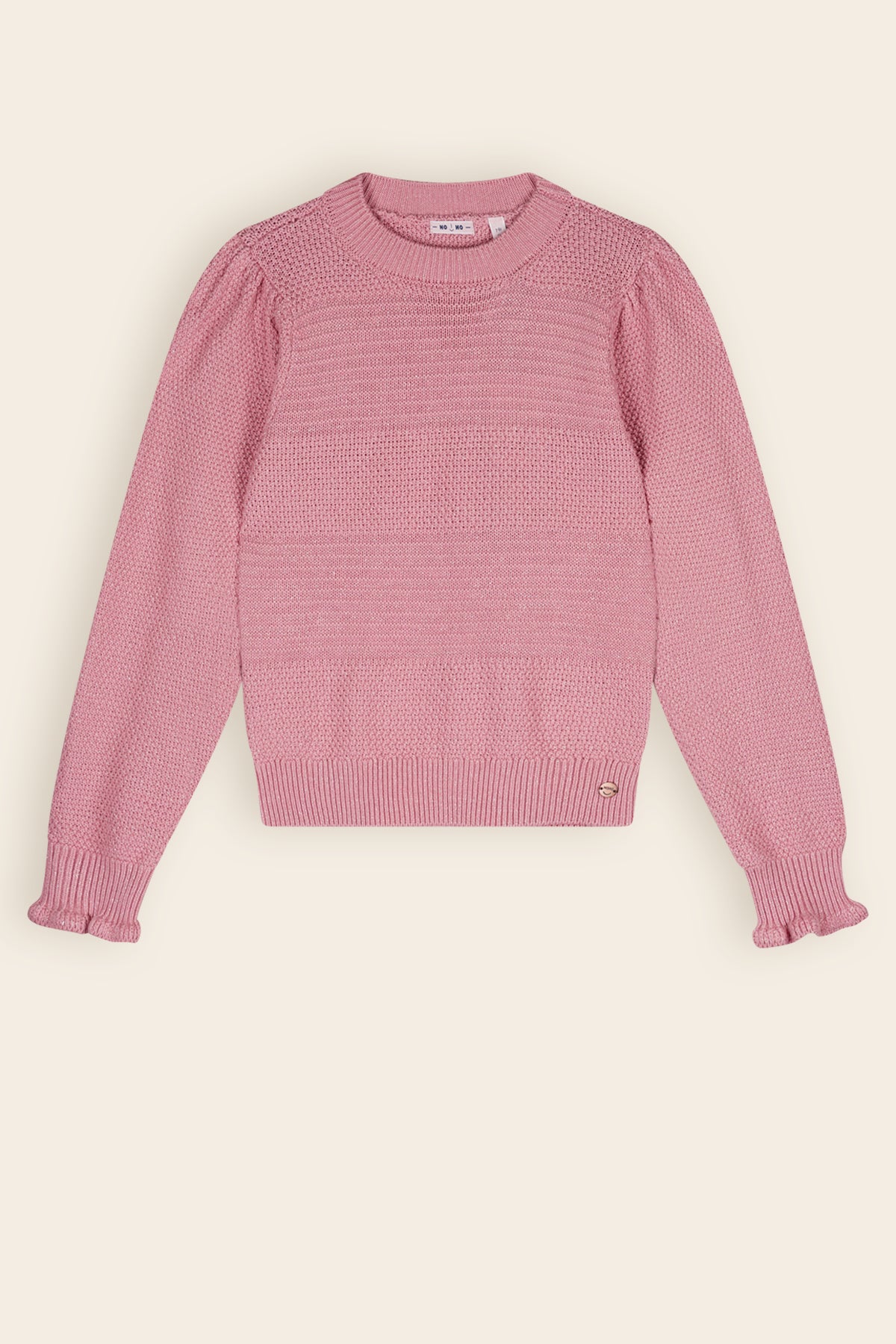 Kamelia Knitted Sweater with Puff Sleeves Old Pink
