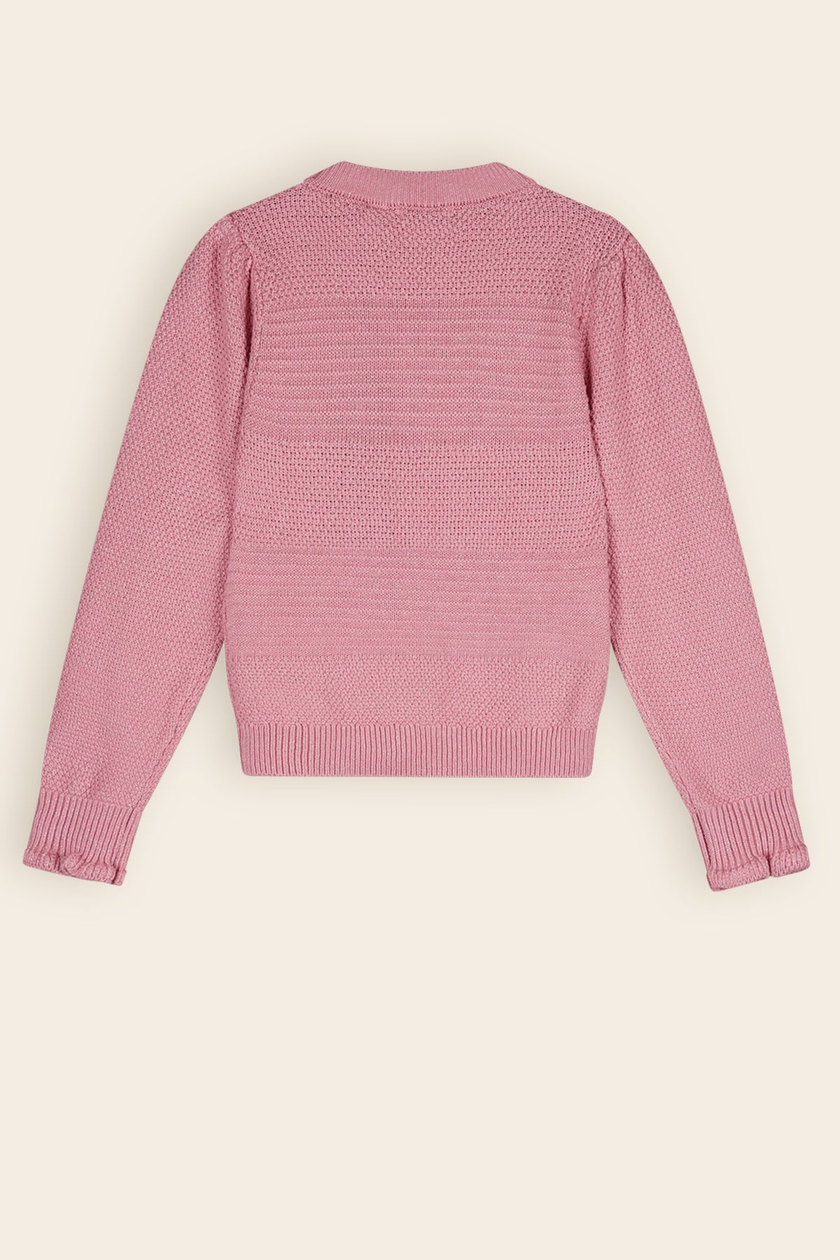 Kamelia Knitted Sweater with Puff Sleeves Old Pink