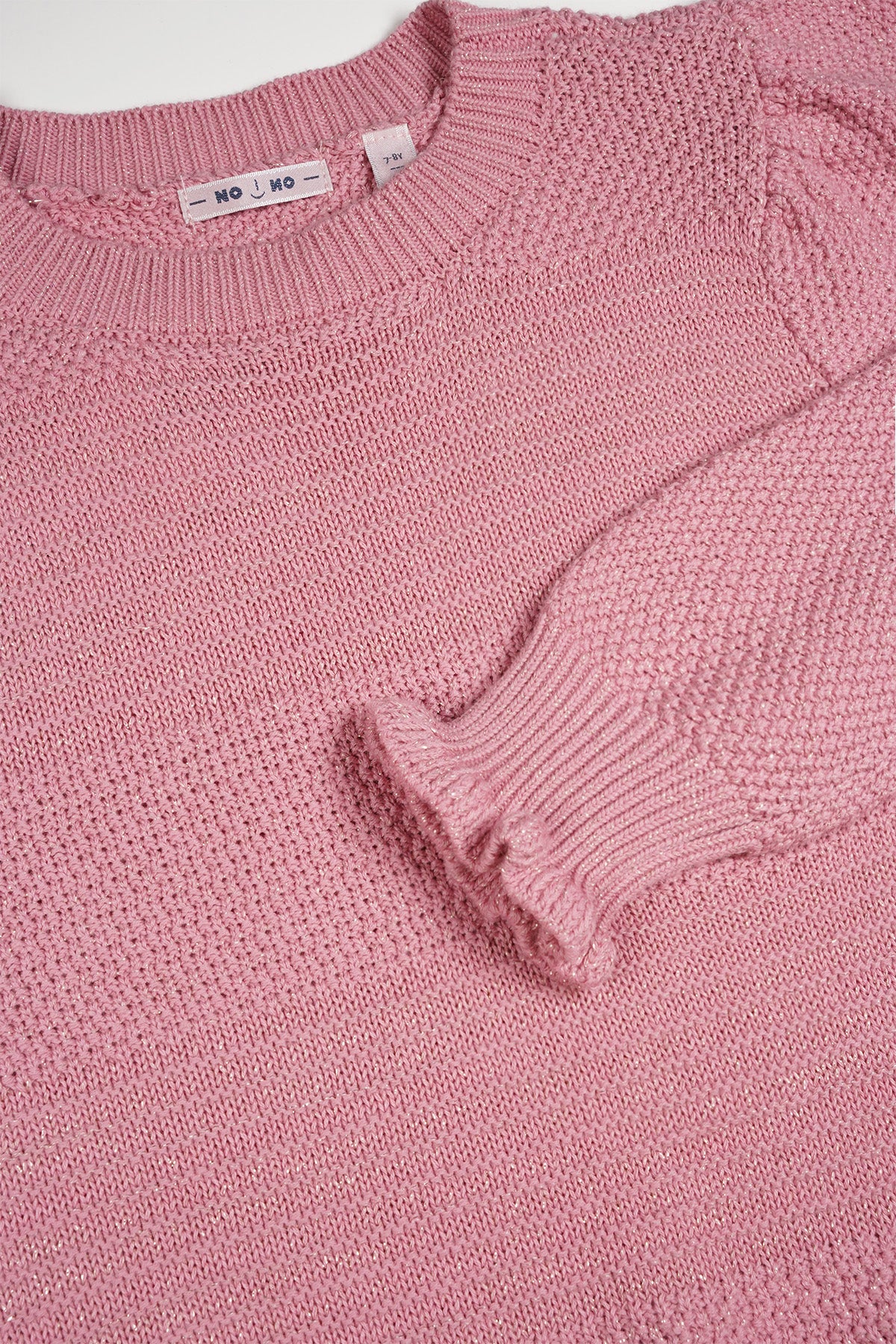 Kamelia Knitted Sweater with Puff Sleeves Old Pink