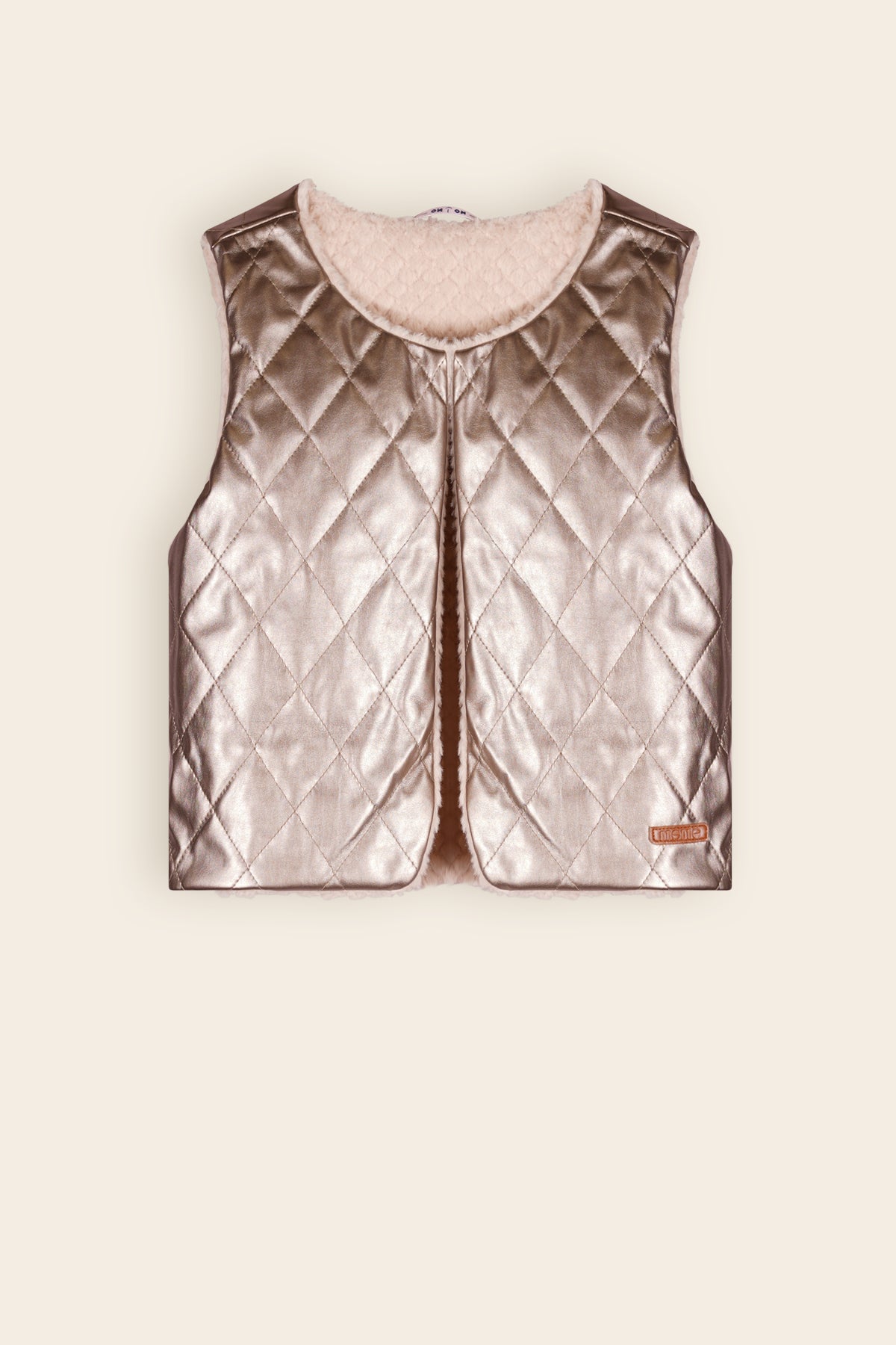 Kate Reversible Gilet with Fur & Fake Leather Ivory