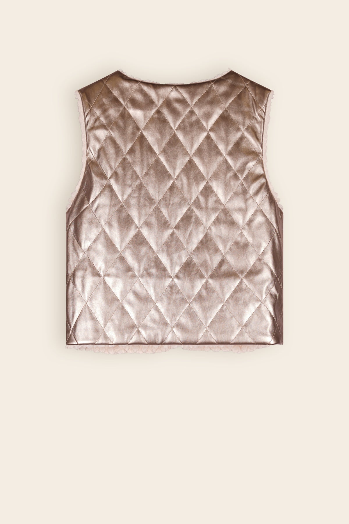 Kate Reversible Gilet with Fur & Fake Leather Ivory