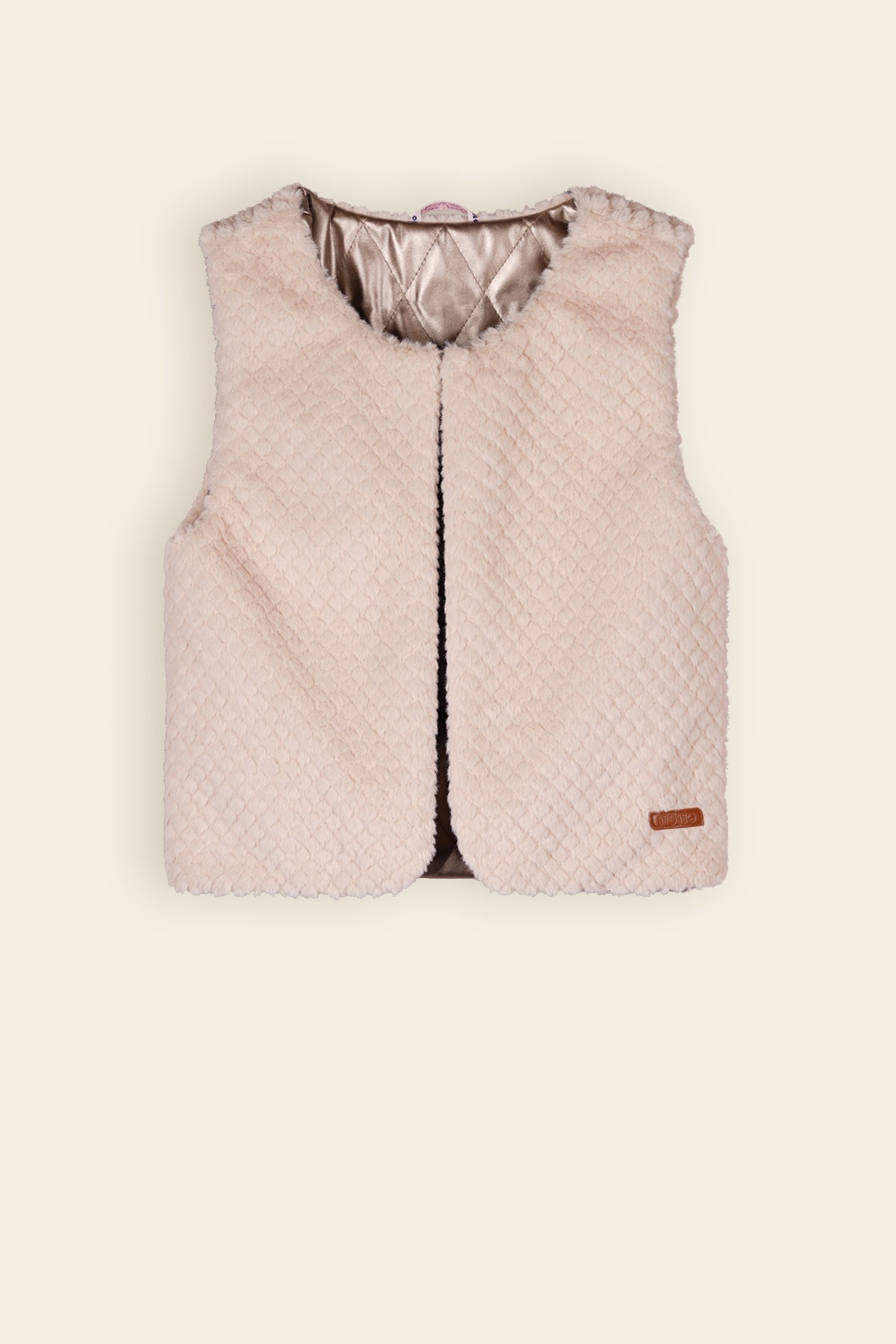 Kate Reversible Gilet with Fur & Fake Leather Ivory