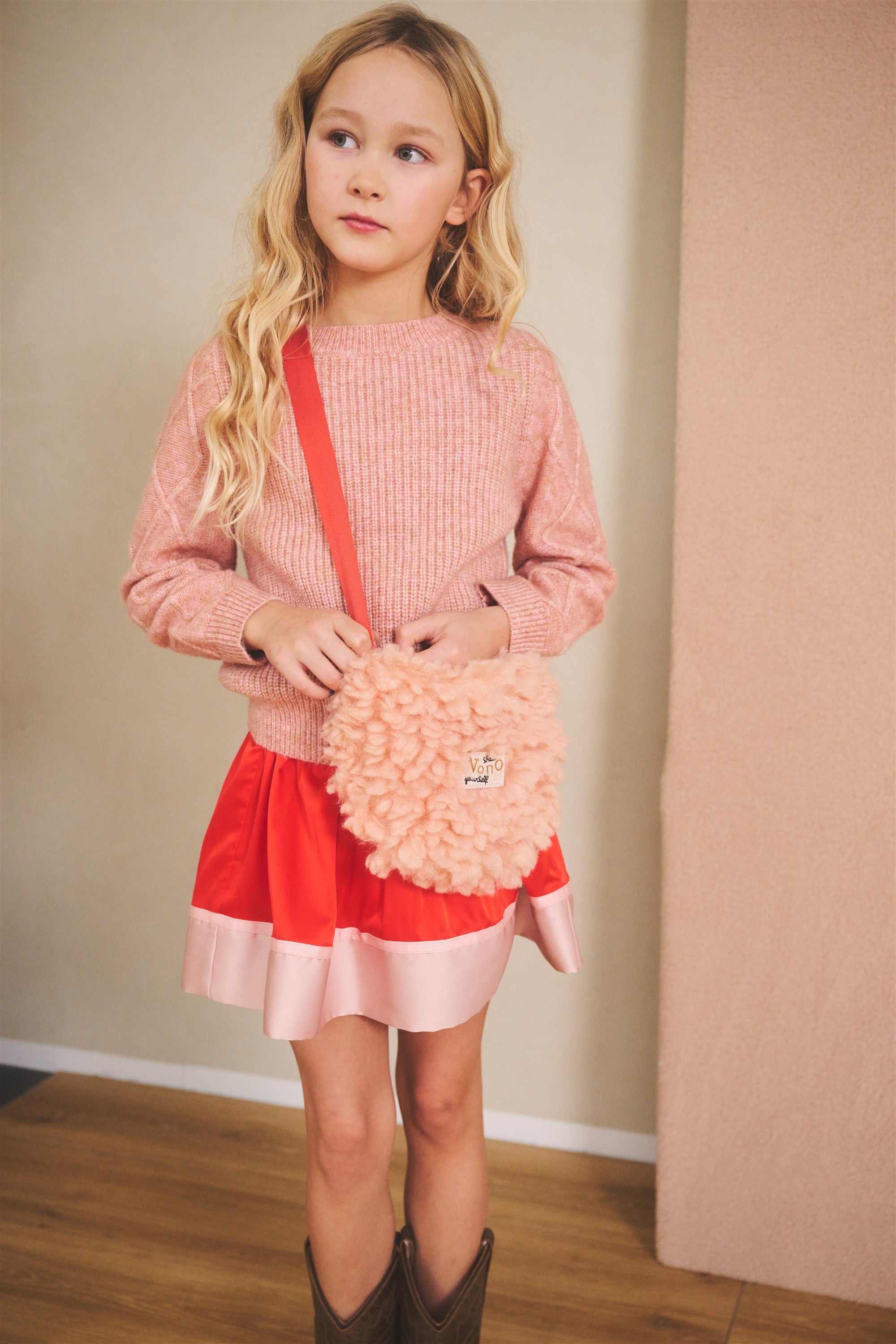 Keson Melange Knitted Sweater Soft Pink