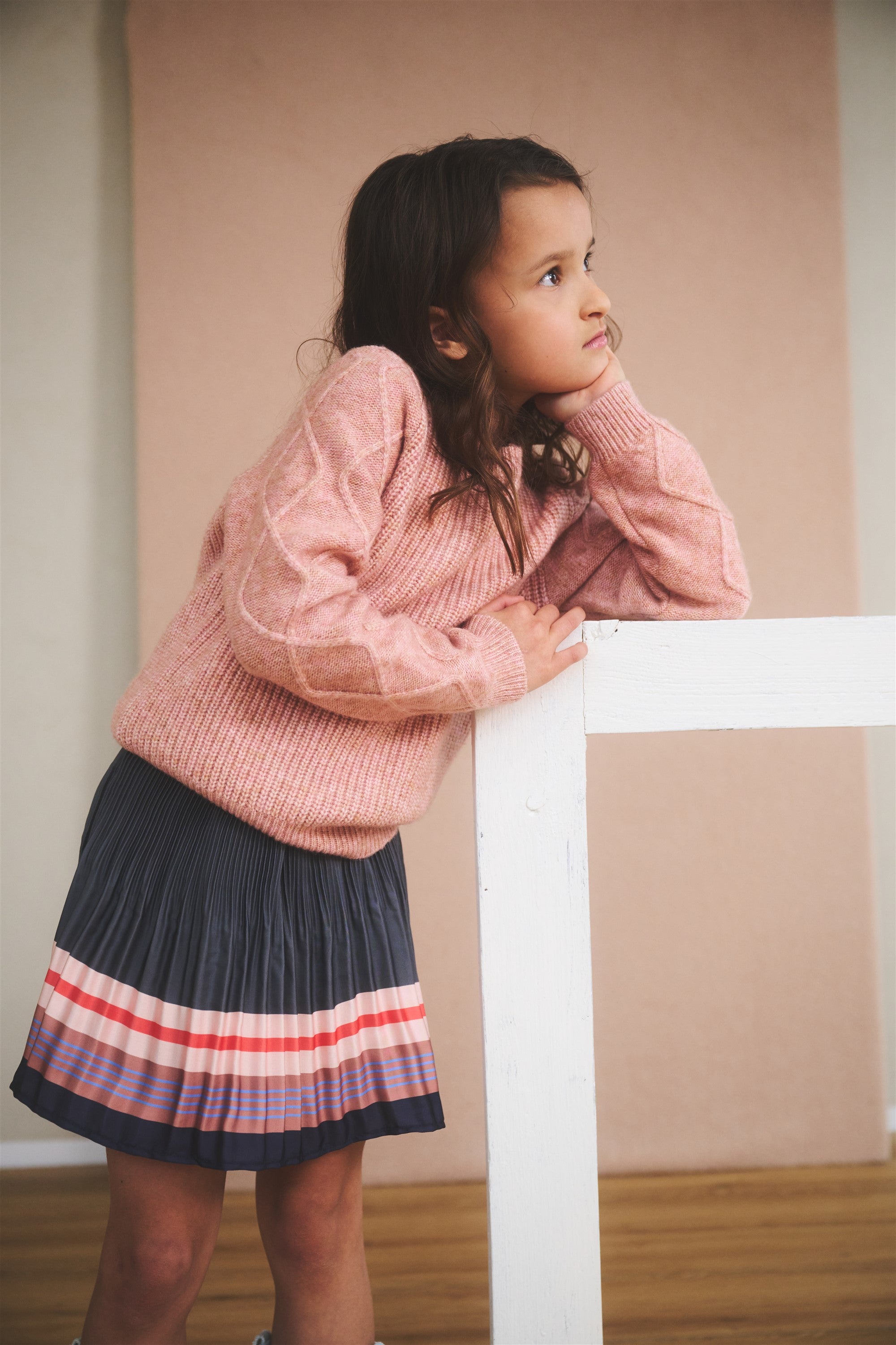 Keson Melange Knitted Sweater Soft Pink
