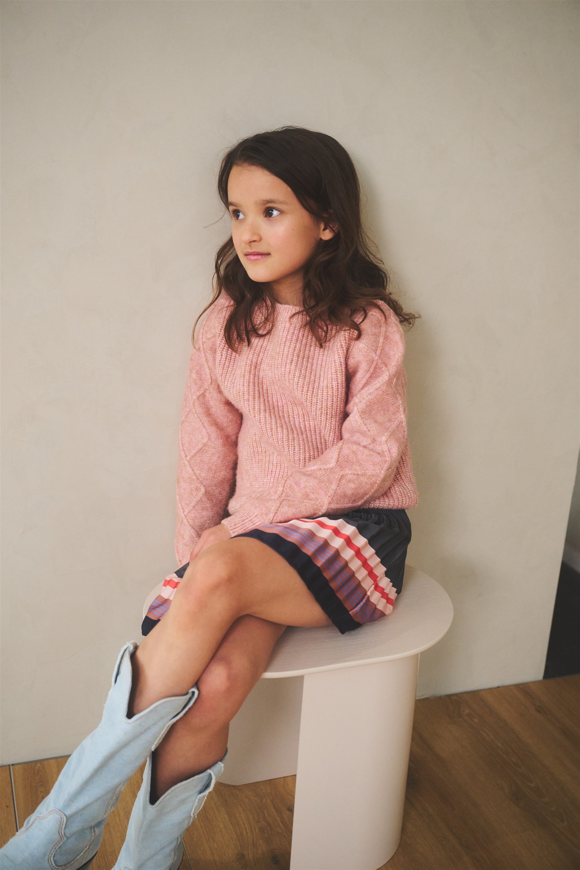 Keson Melange Knitted Sweater Soft Pink