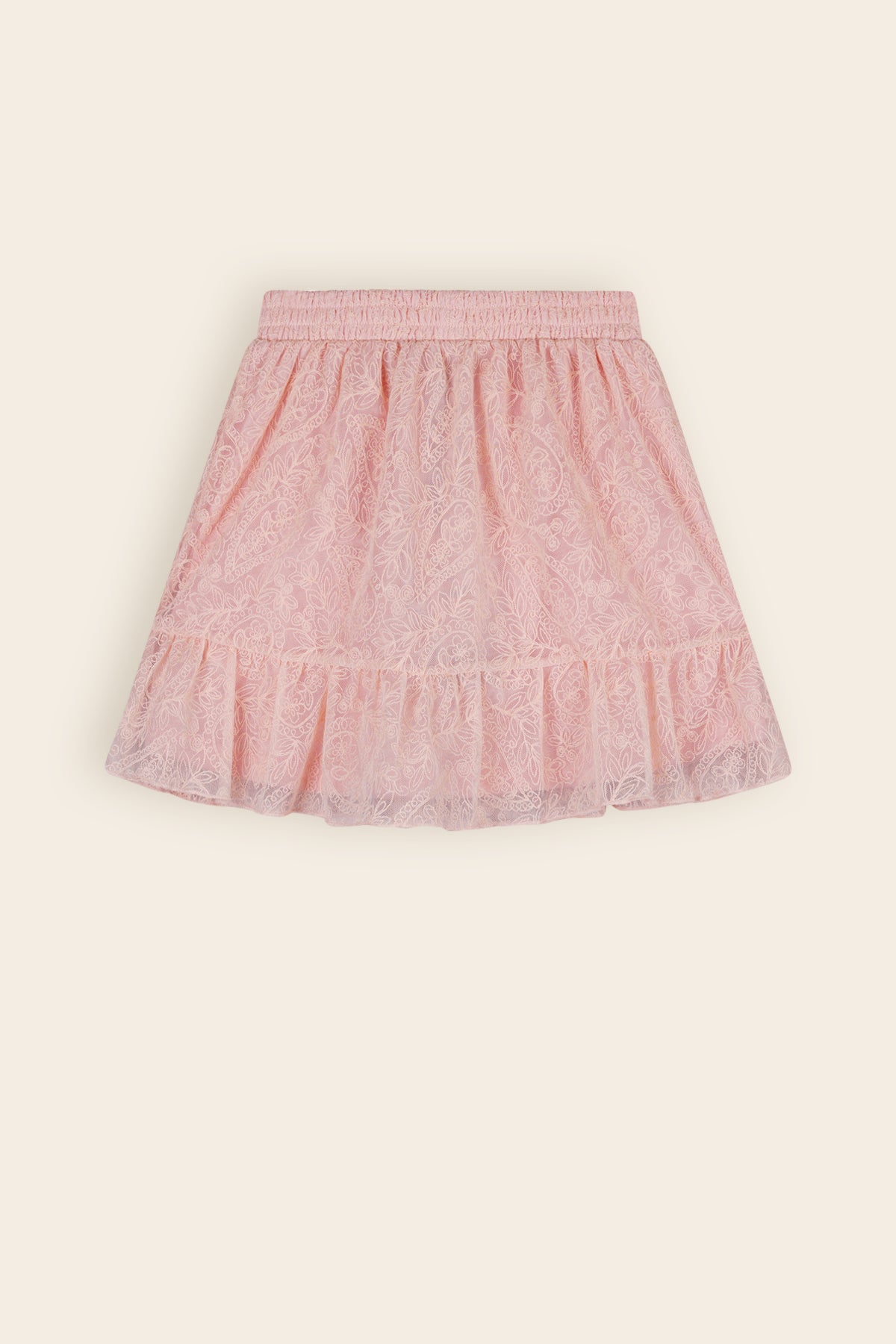 Satijnen Jas Rood & Geborduurde Mesh Rok Oud Roze
