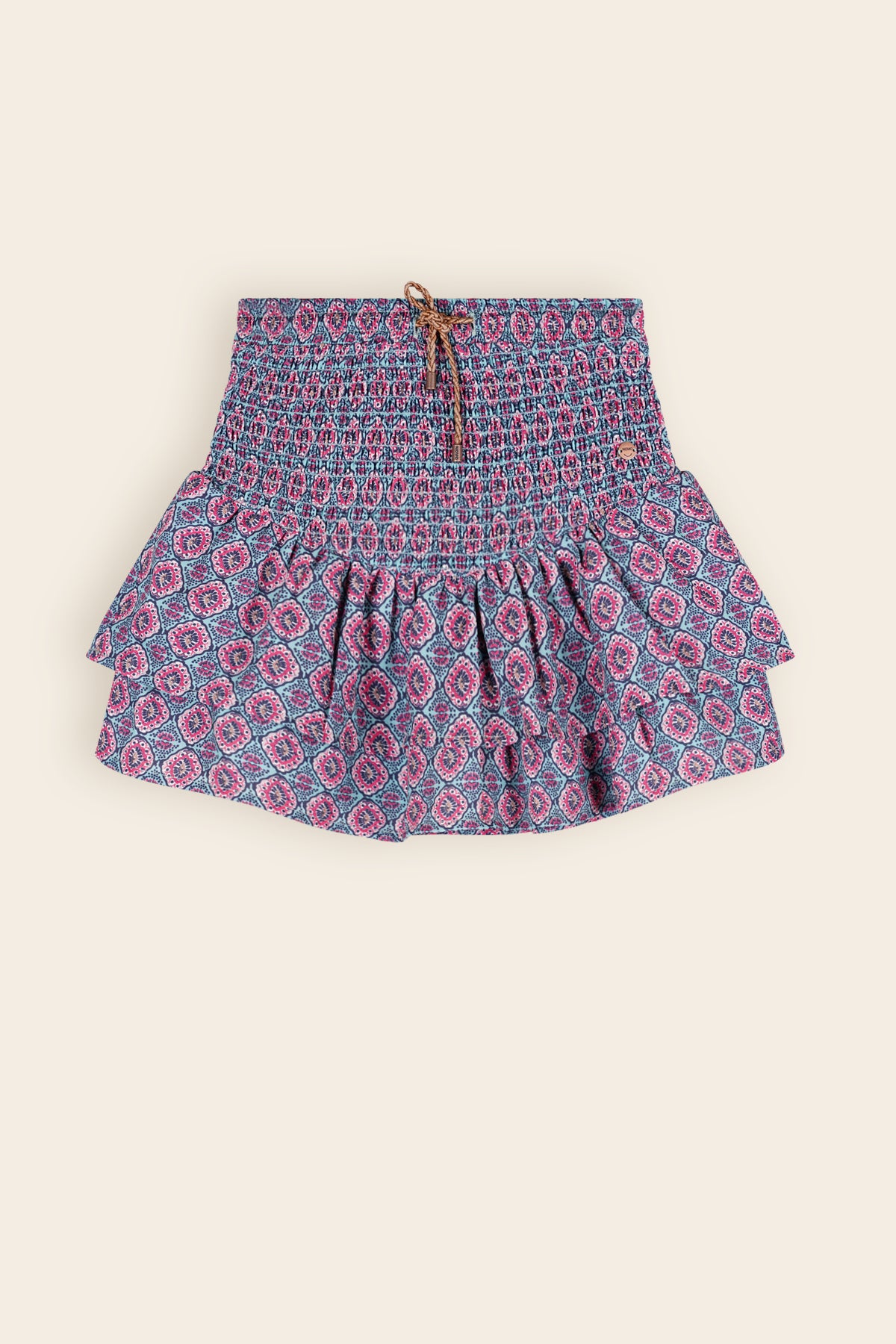 Nami Layered Skirt with Smock Waistband Blue AOP