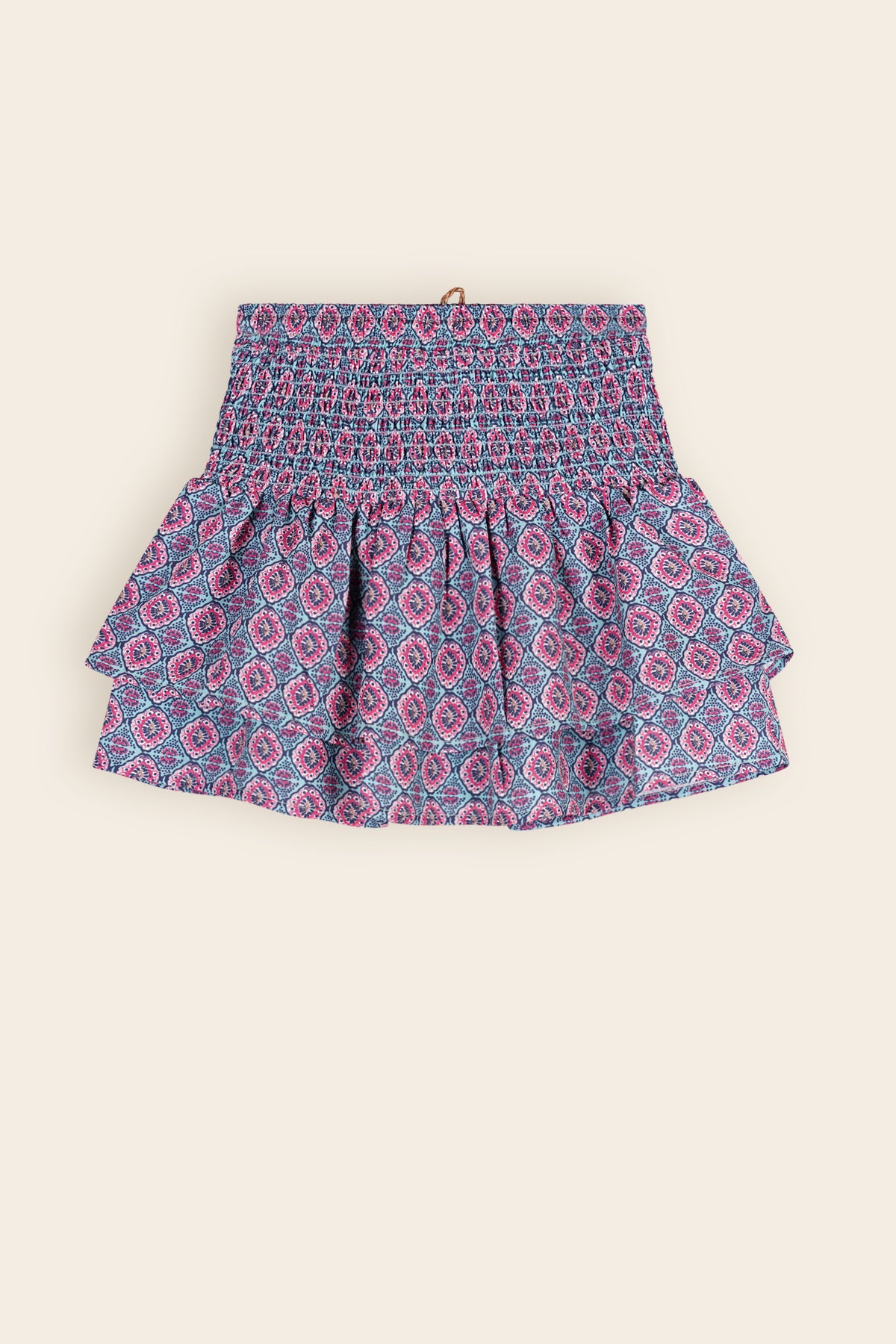 Nami Layered Skirt with Smock Waistband Blue AOP