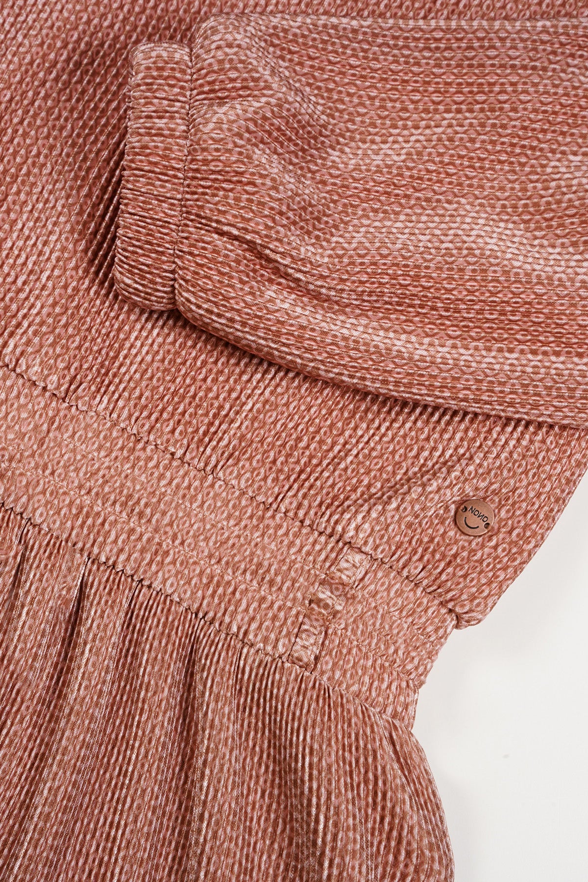 Miron Printed Pleated Dress Taupe