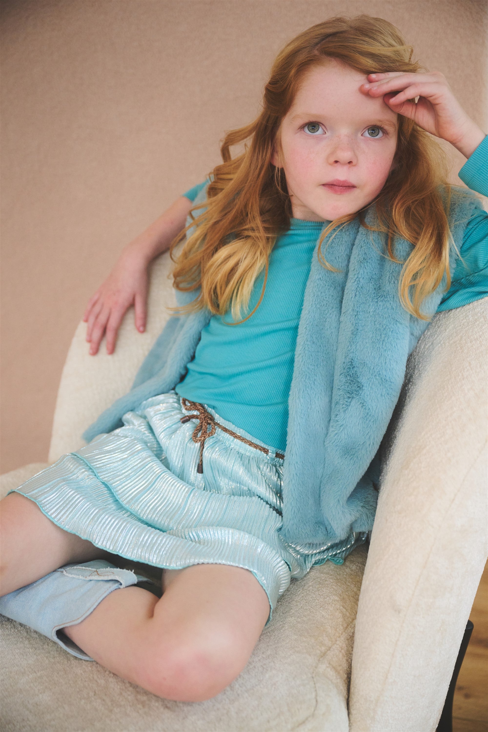 Moran Combi Dress with Pleated Skirt Turquoise
