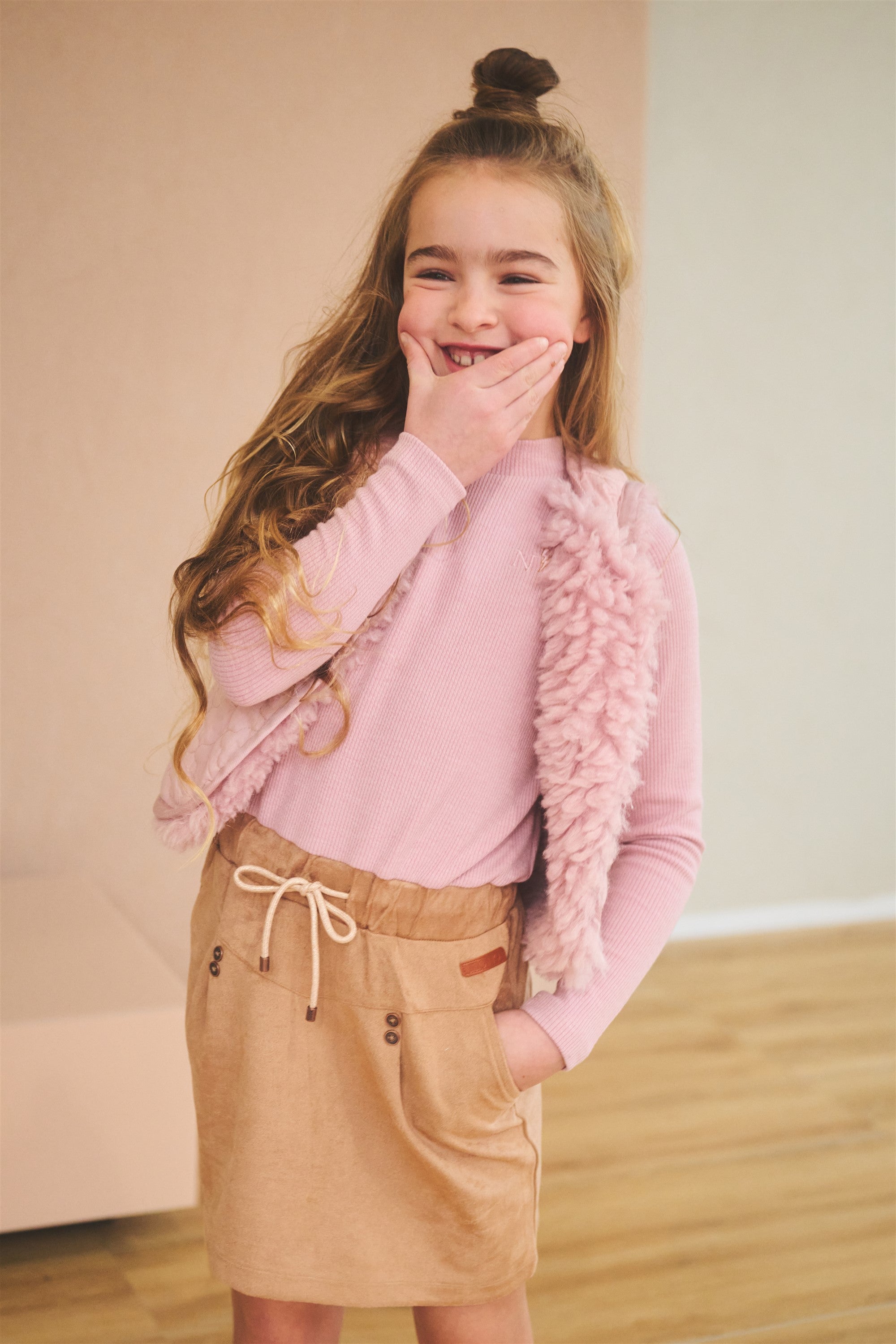 Mickey Combi Dress with Suede Skirt Old Pink