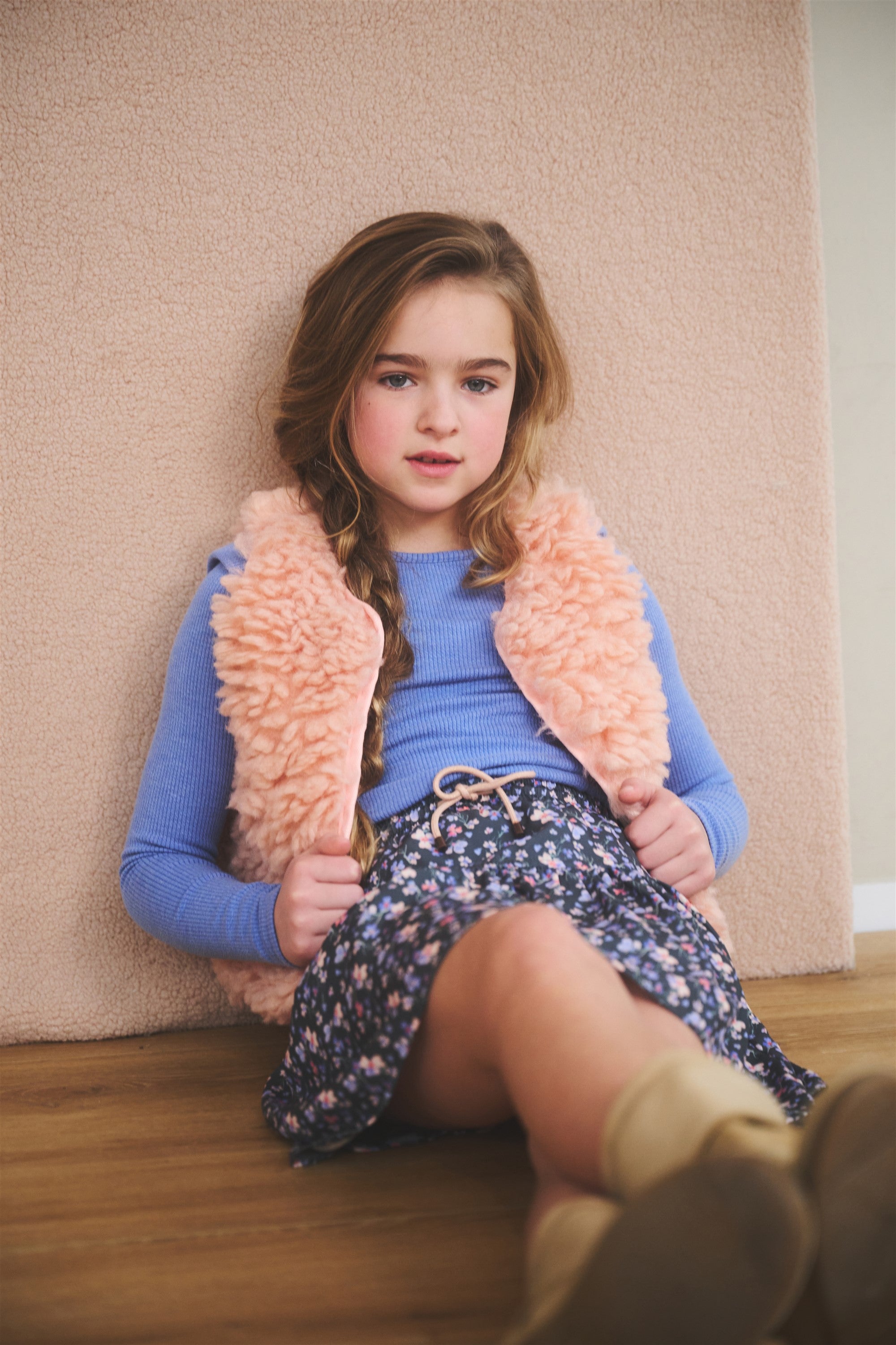 Katya Fluffy Reversible Gilet Soft Pink