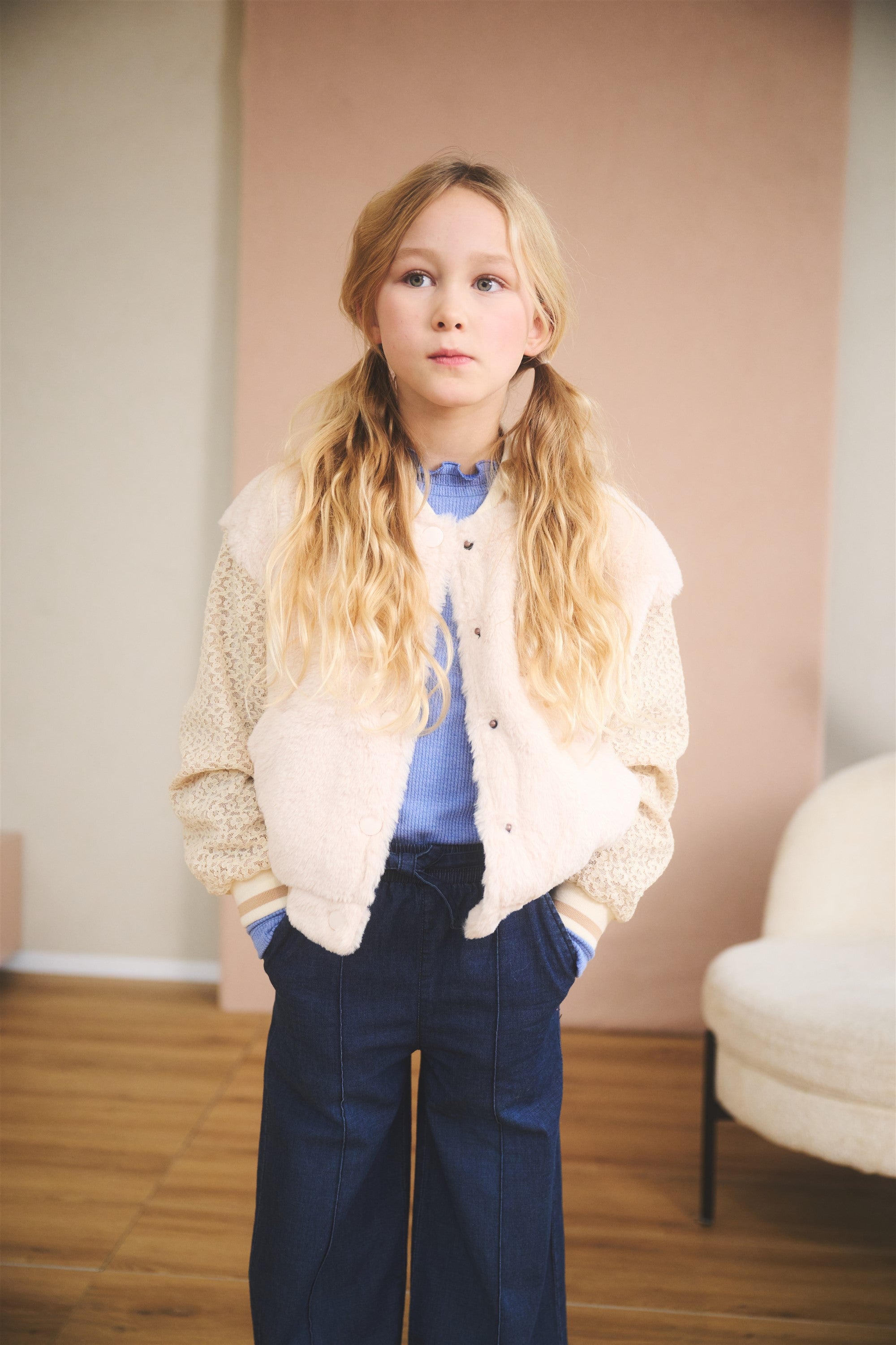 Darsy Varsity Jacket with Lace Sleeves Ivory