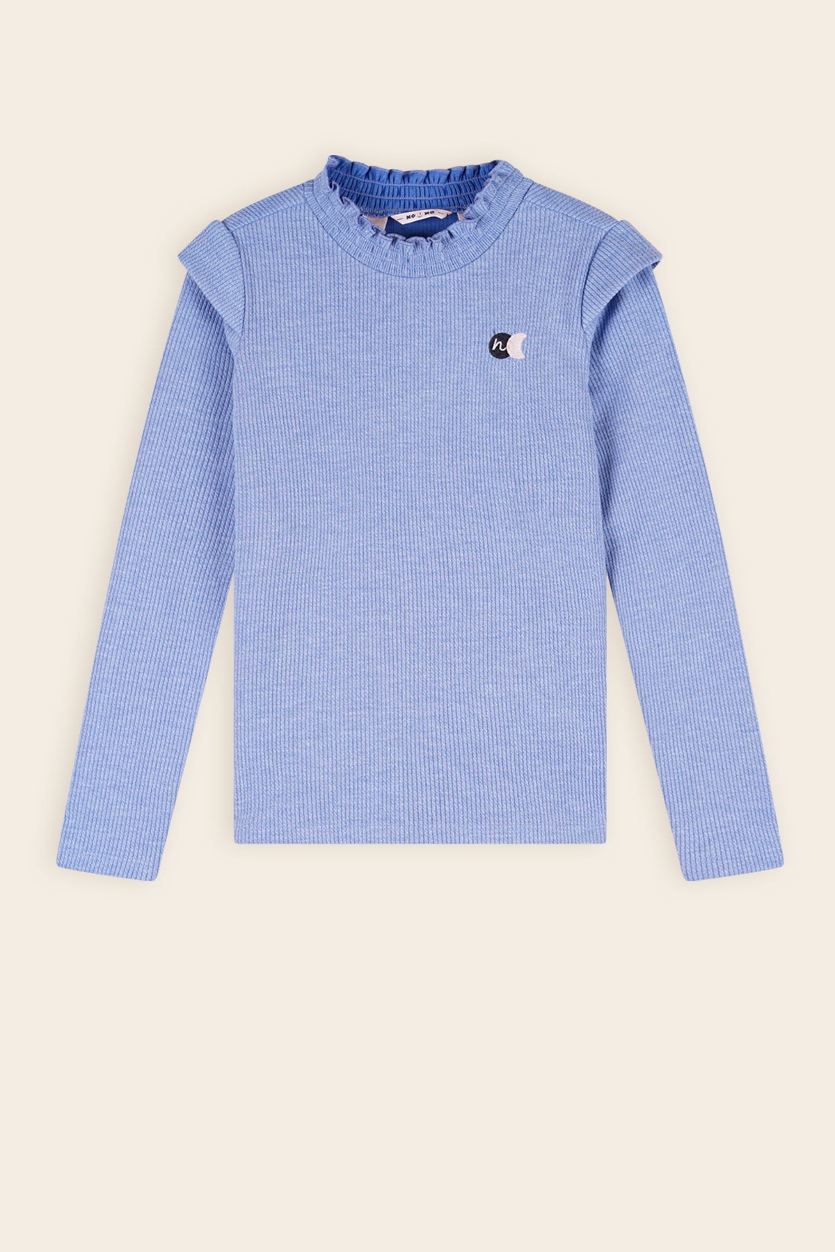 Kina Melange Rib Jersey Tshirt Blue