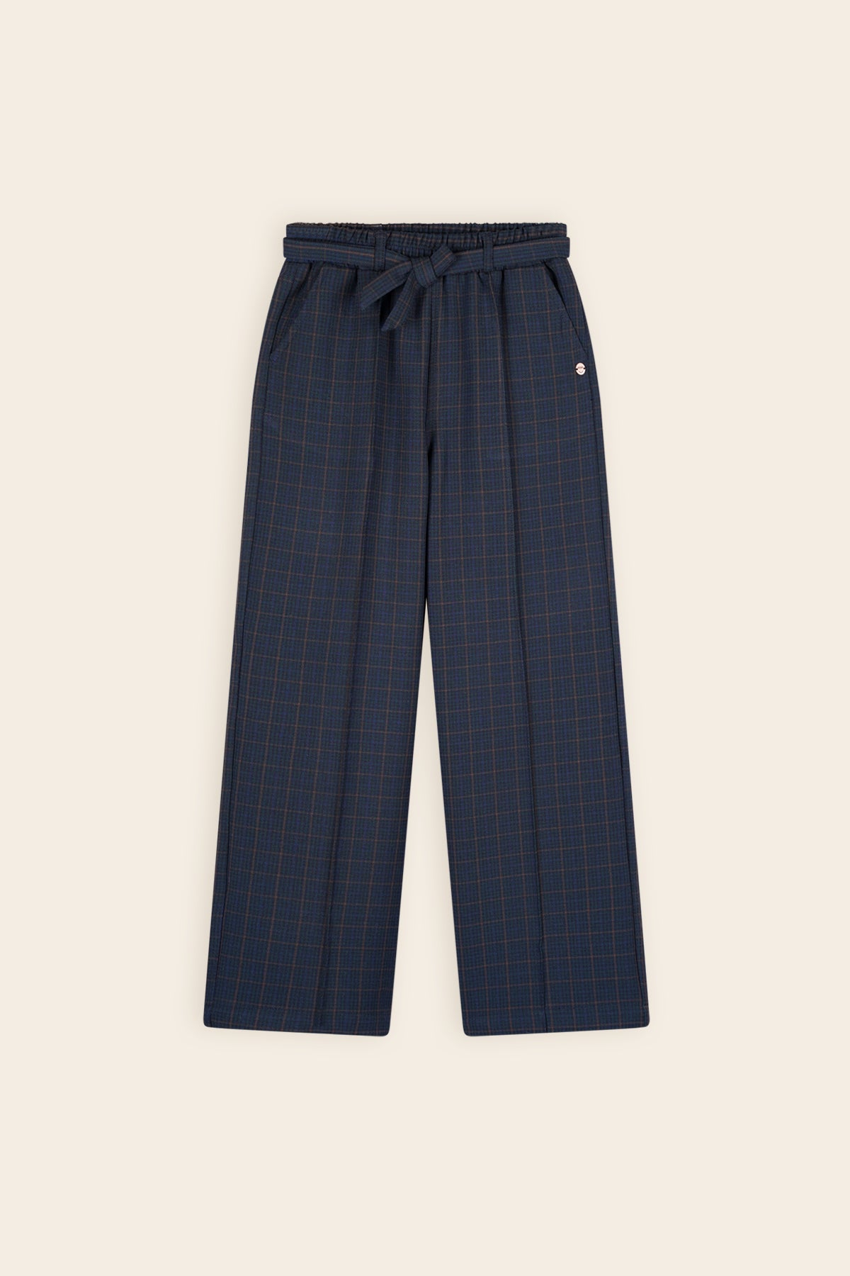 Sayla Checked Palazzo Pants Navy