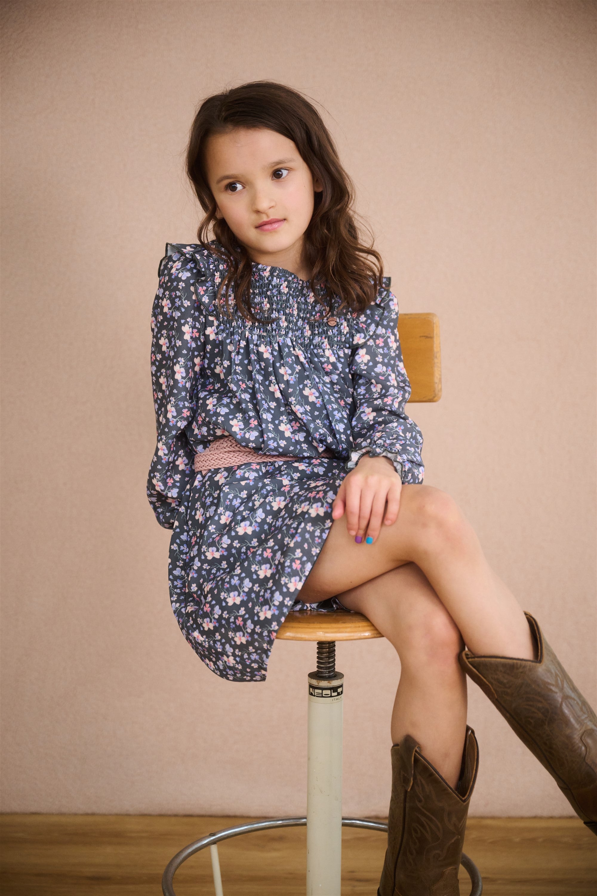 Maan Geprinte Bloemen Jurk met Riem AOP Groen