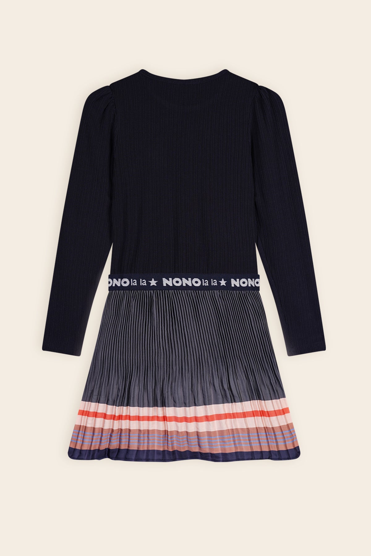 Mika Combi Dress with Satin Border Print Skirt Part Navy