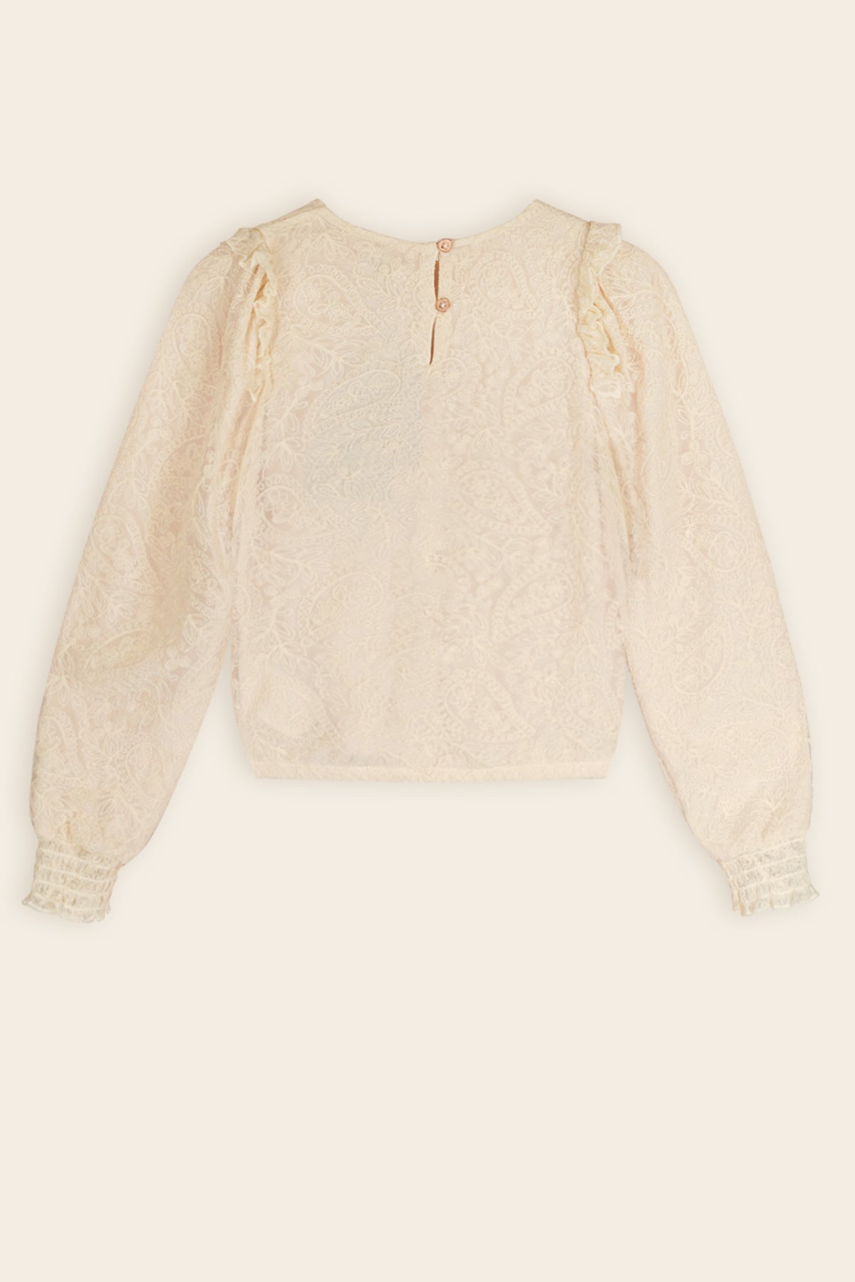 Tirzy Geborduurde Mesh Blouse Ivoor