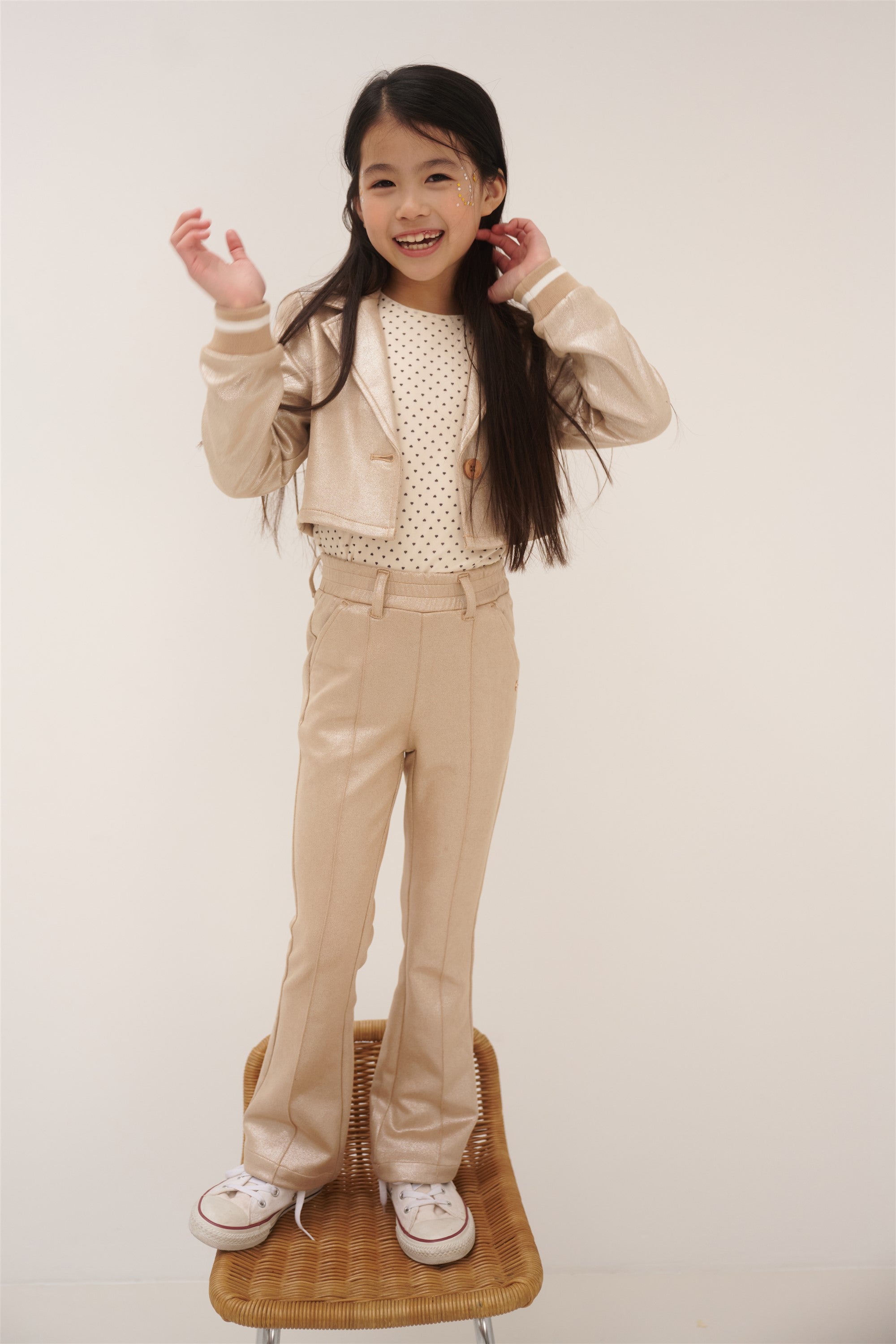 Dissy Gekropte Suede Blazer Licht Goud