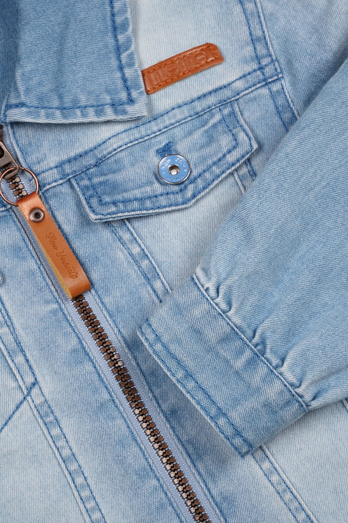 Donna Denim Jas met Rits Licht Blauw