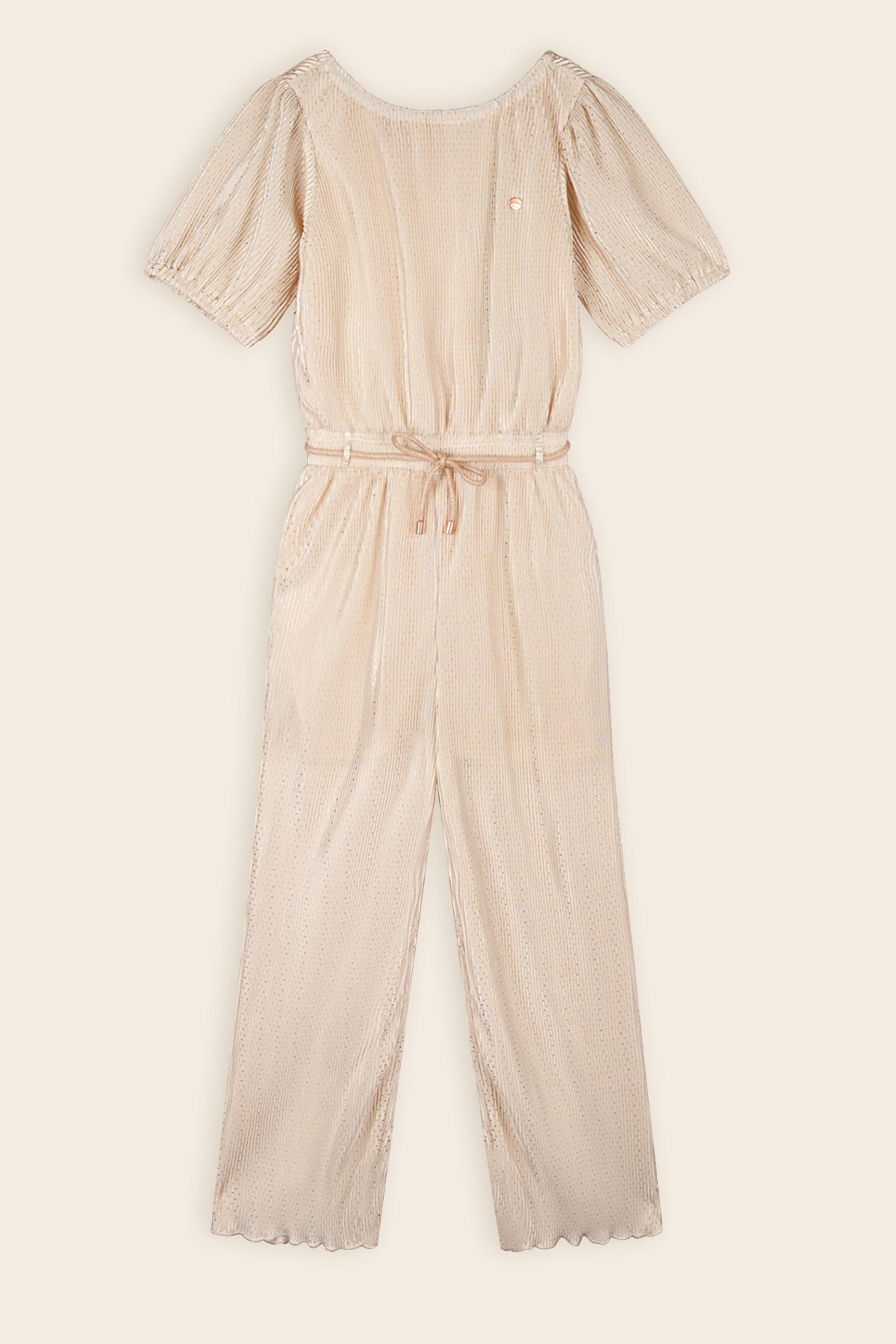 Sulai Geprinte Plissee Jumpsuit Licht Goud