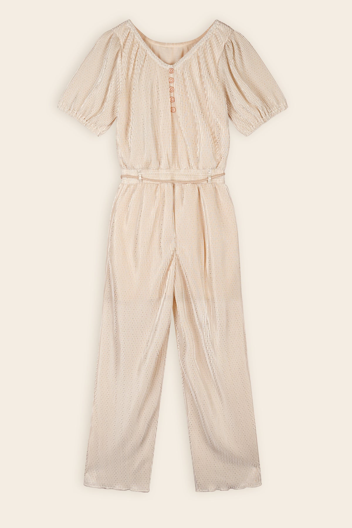 Sulai Geprinte Plissee Jumpsuit Licht Goud