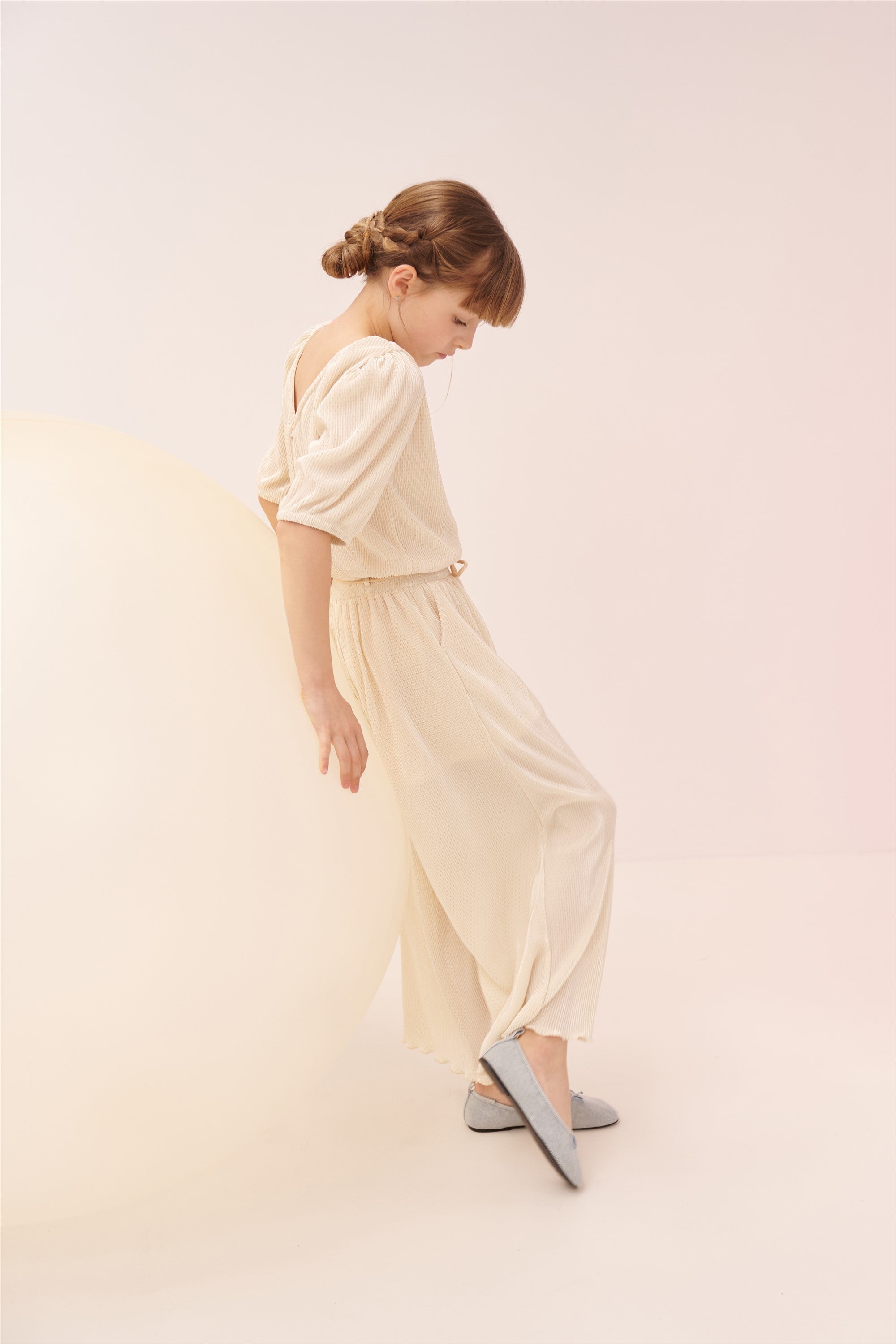 Sulai Geprinte Plissee Jumpsuit Licht Goud