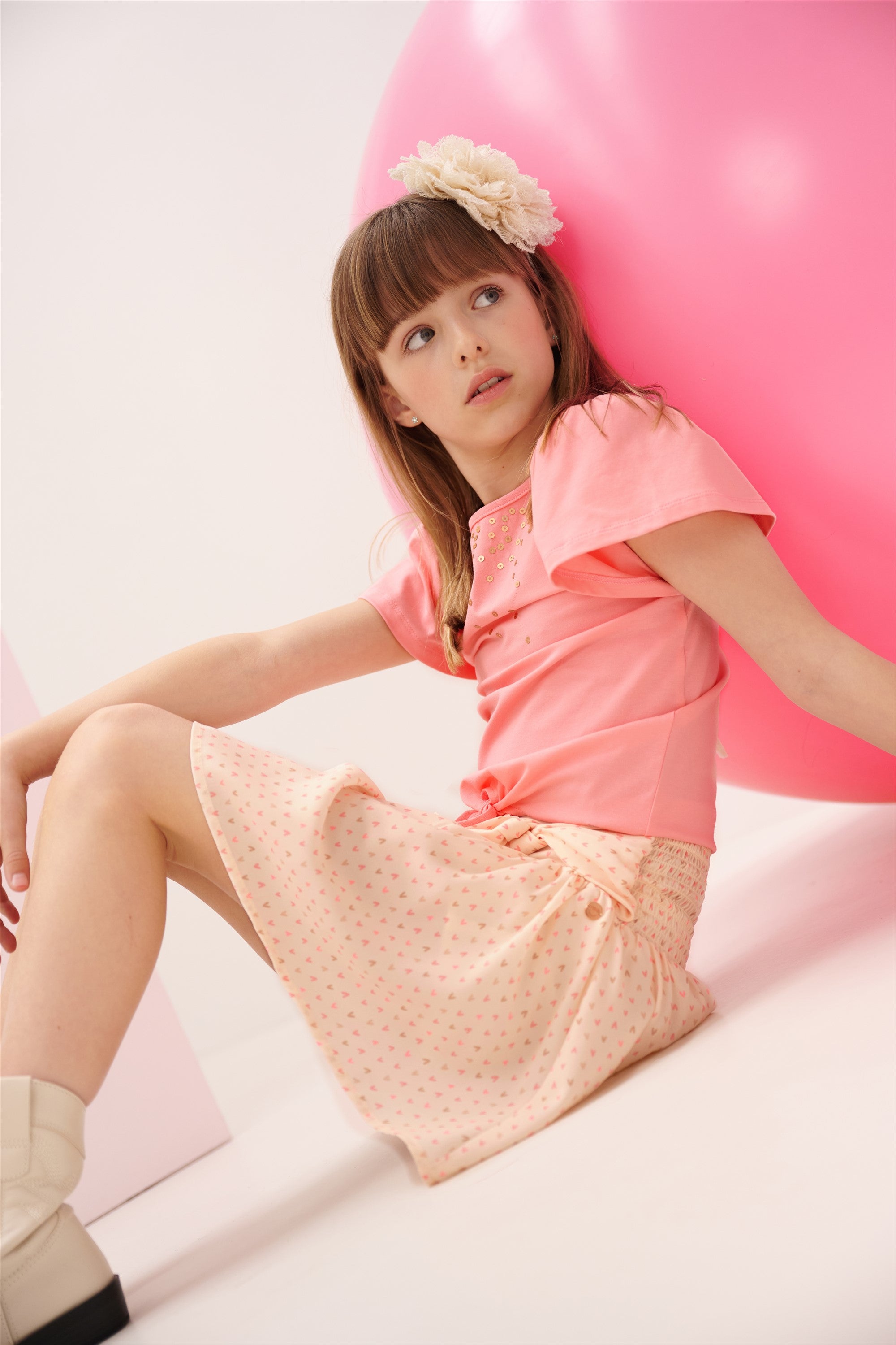 Naret Hartjes Geprinte Rok met Strikdetail Ivoor