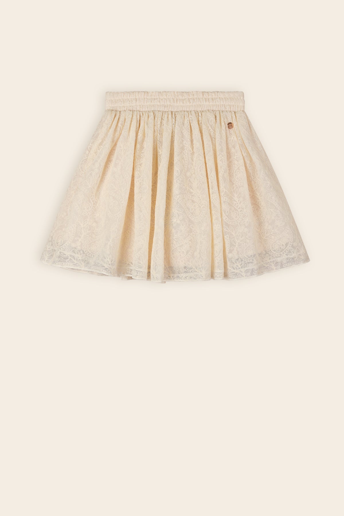 Ninu Geborduurde Mesh Rok Ivoor